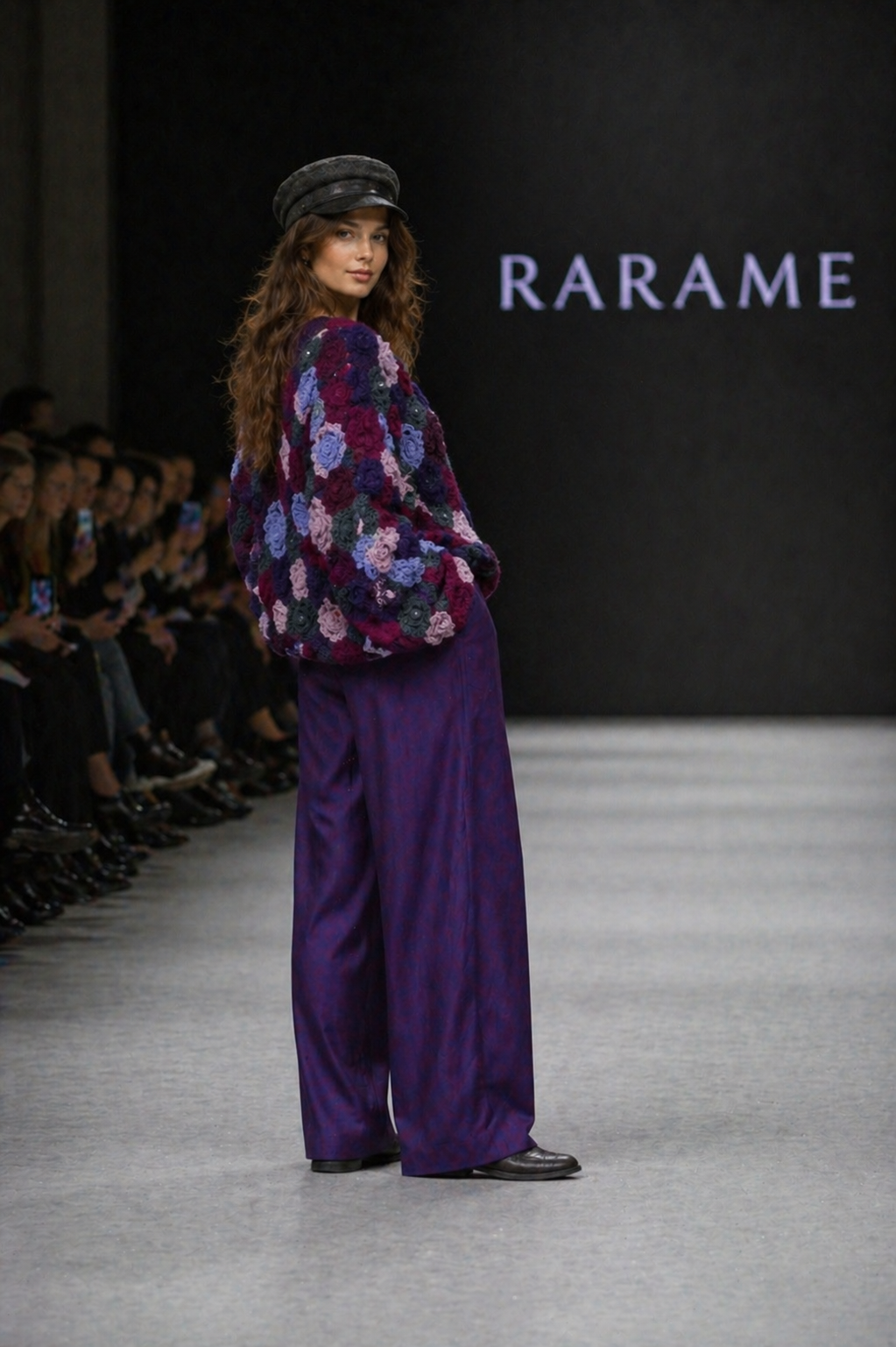 Purple Mohair Oversized Sweater – Irish Lace Floral Hand Knit Jumper