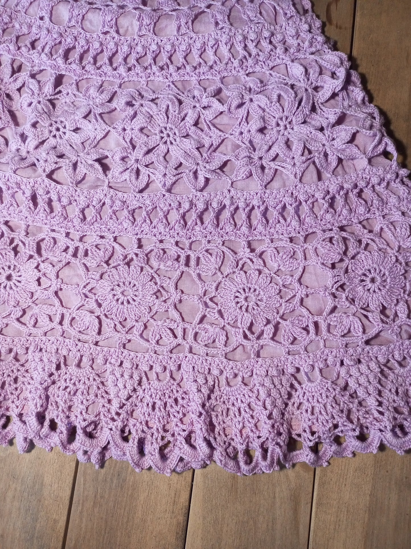 Handmade Pink Crochet Dress for Girls with Floral Lace Baptism Girl Dress