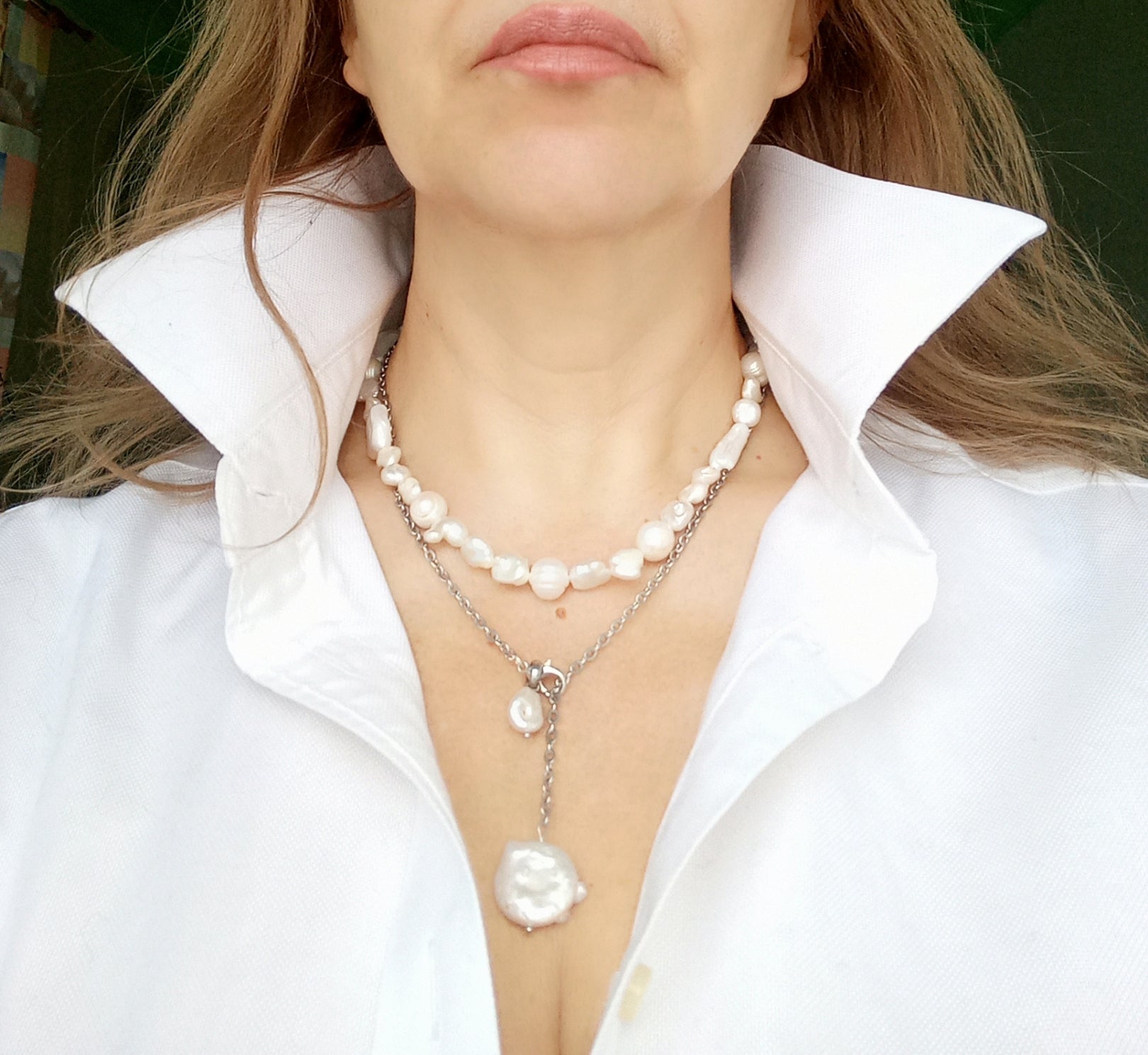 Organic baroque freshwater pearl necklace design