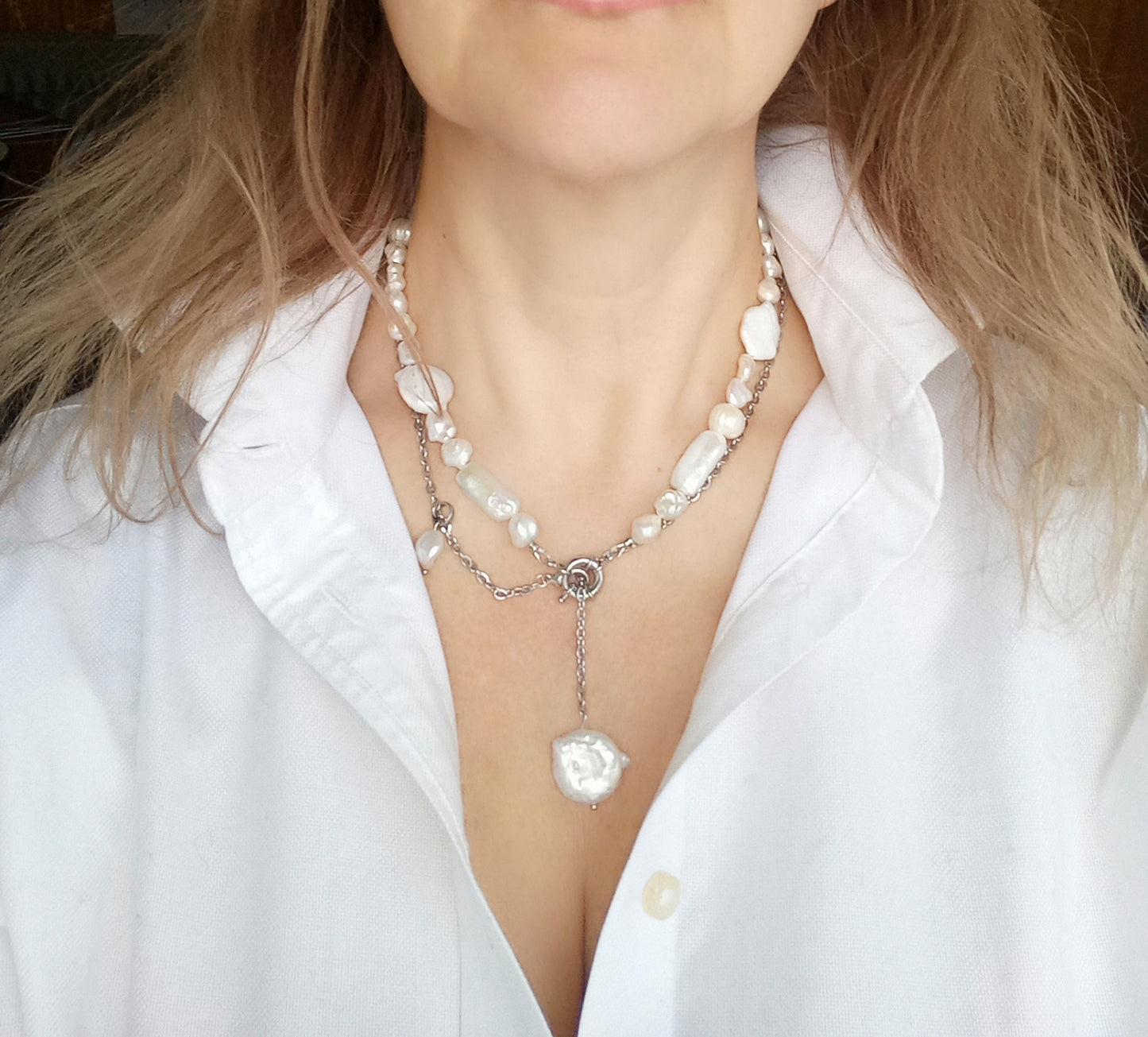 Elegant pearl jewelry necklace for women