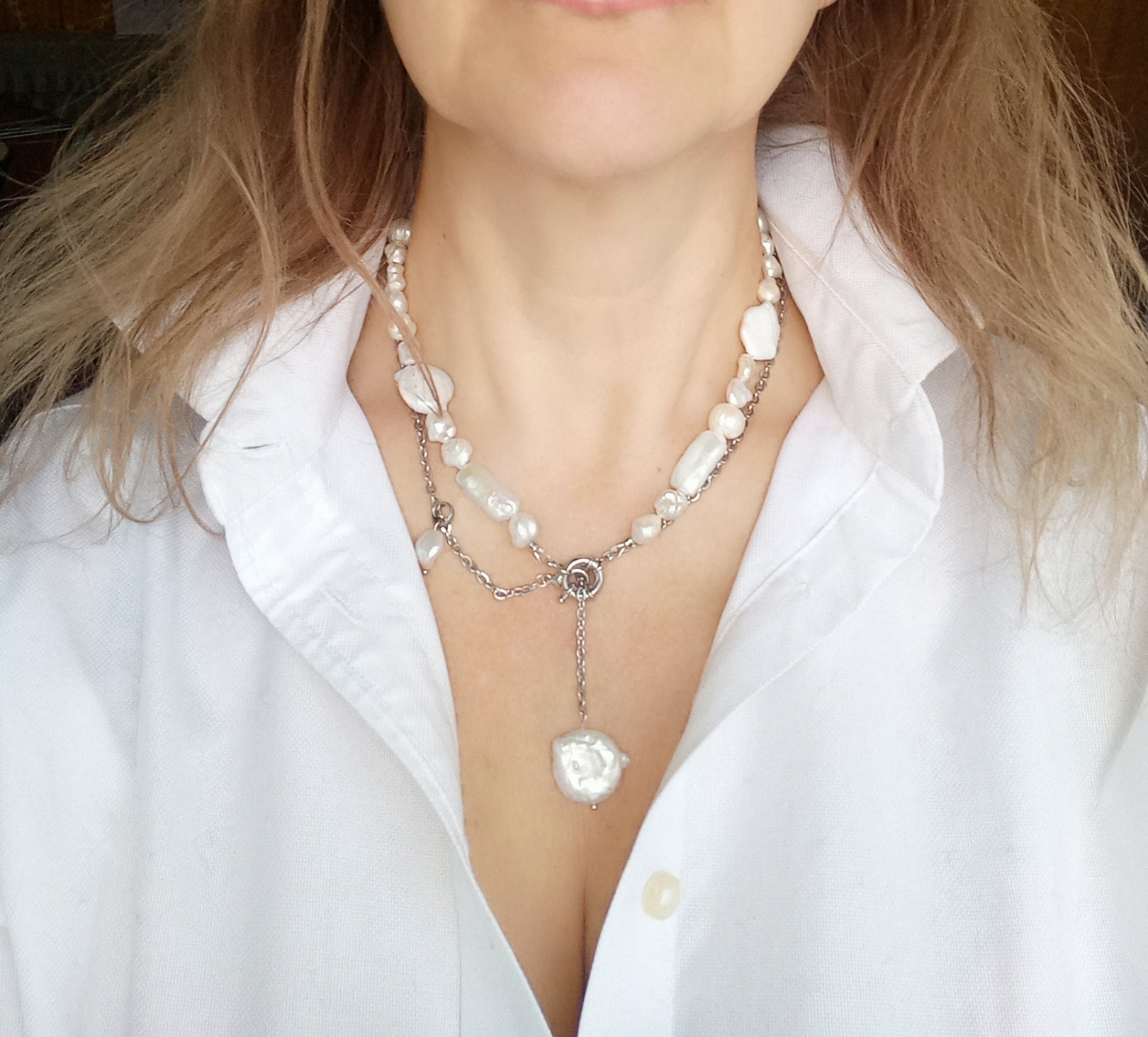 Elegant pearl jewelry necklace for women