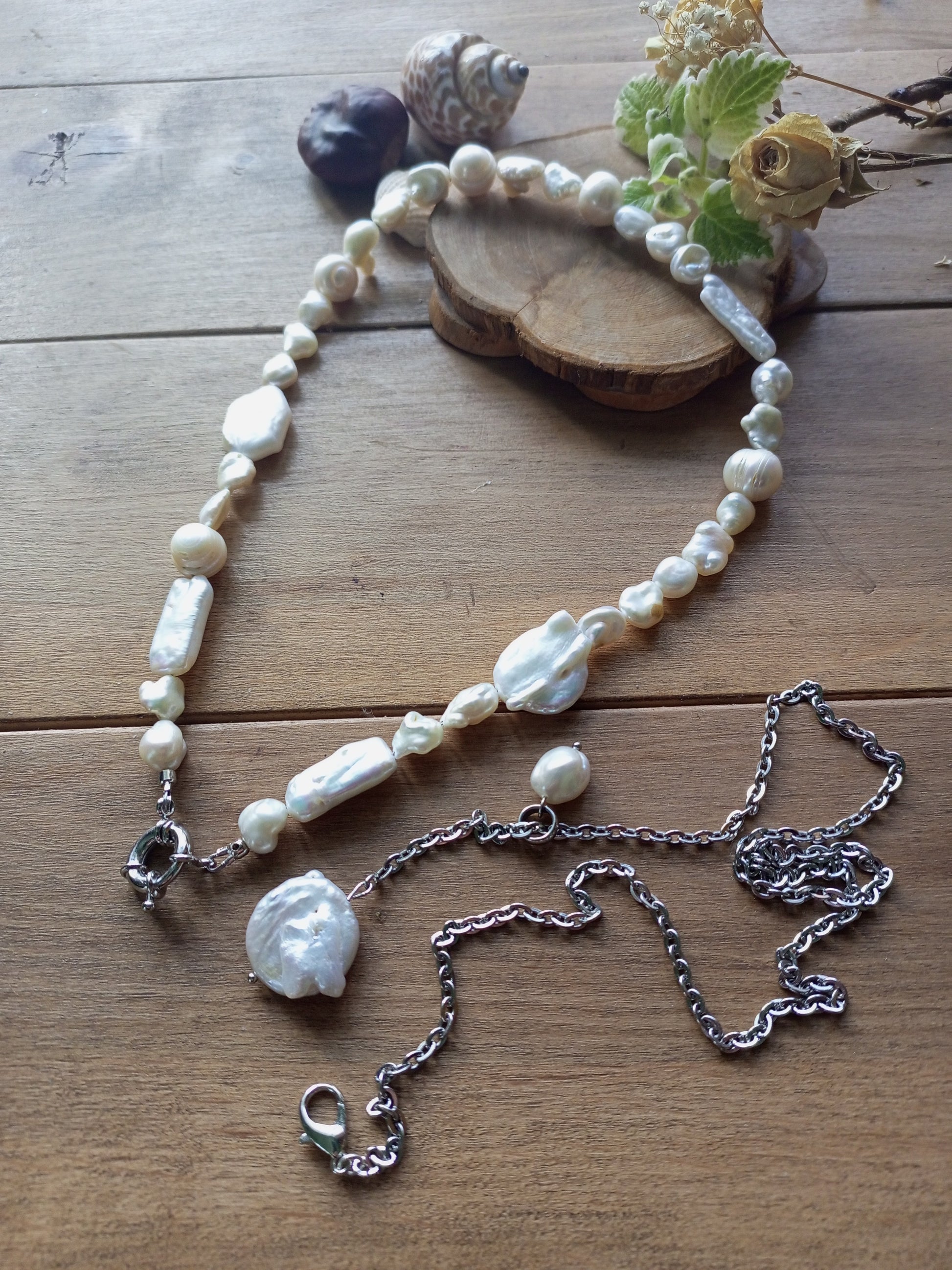 Natural baroque freshwater pearl beads necklace