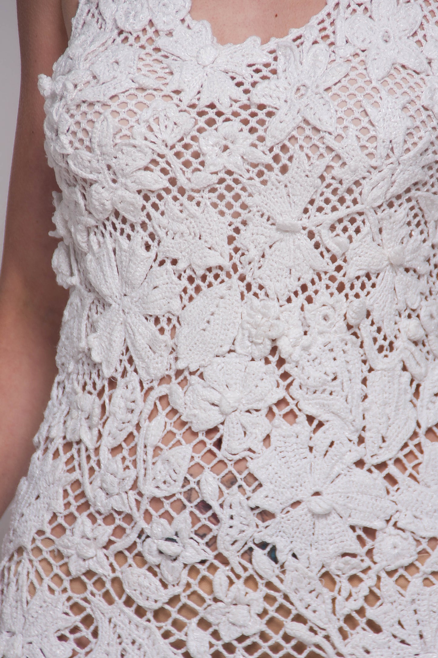 White Crochet Irish Lace Wedding Dress – Handmade Bridal Maxi Lace Gown