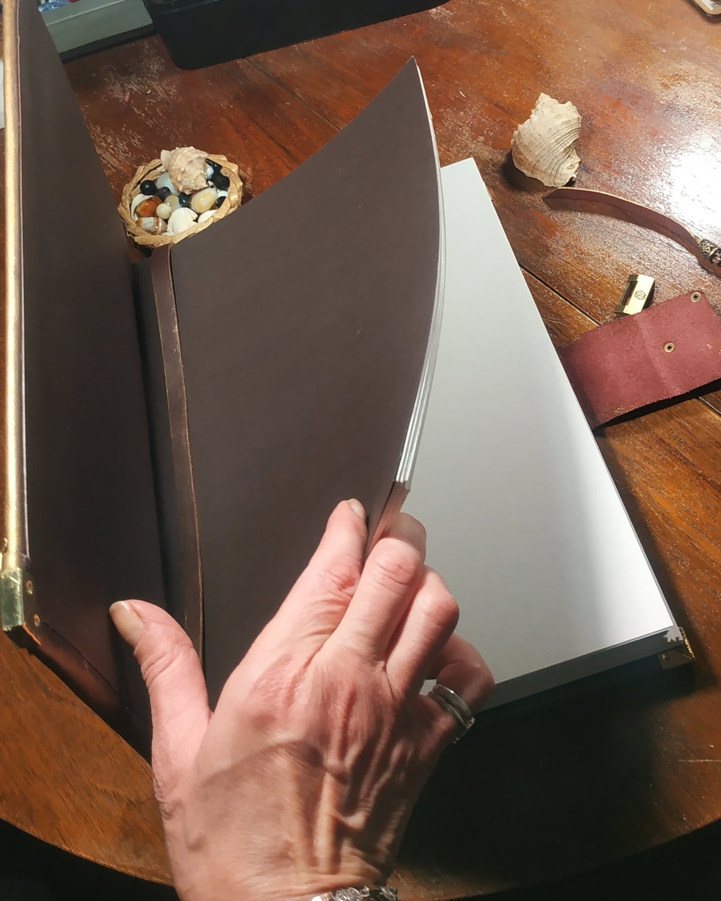 Personalized Bordeaux Leather Journal with Moon Engraving – Handmade Book of Shadows Grimoire