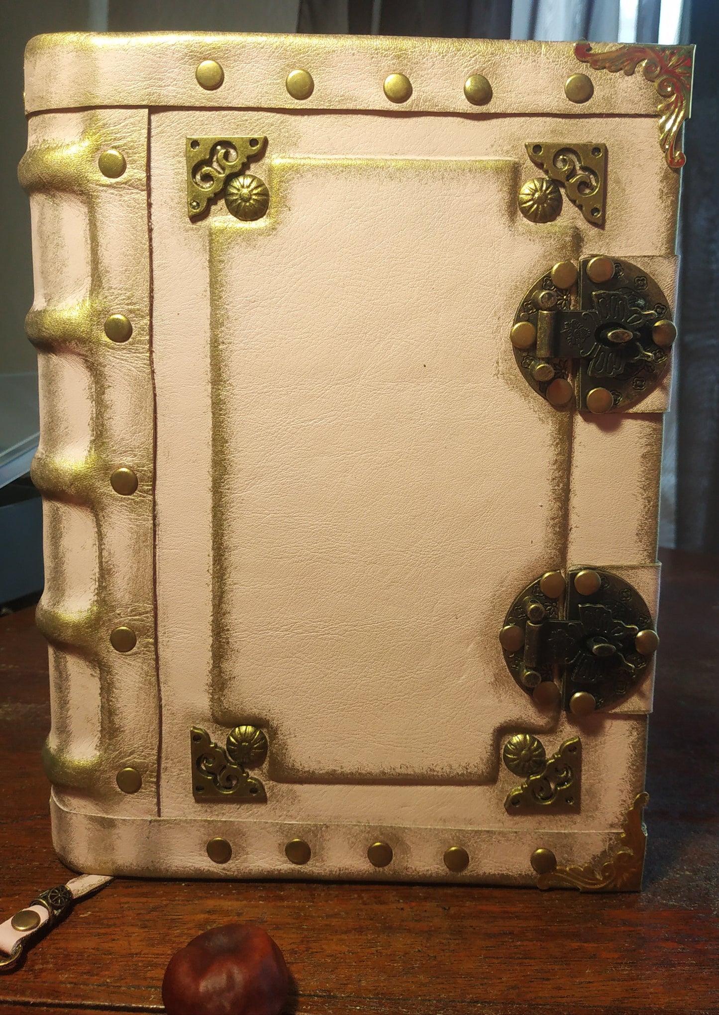 Pink Leather Journal with Double Locks – Handmade Vintage Lined Diary Book of Shadows Notebook