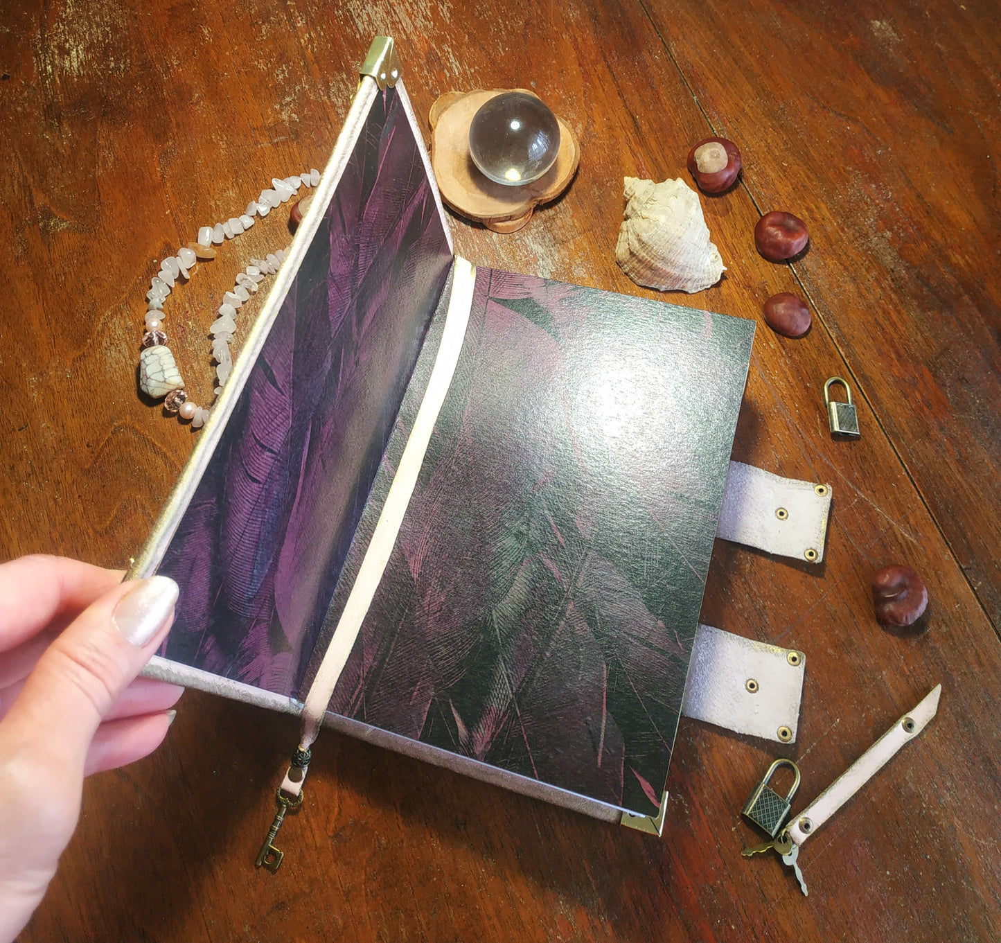 Pink Leather Journal with Double Locks – Handmade Vintage Lined Diary Book of Shadows Notebook