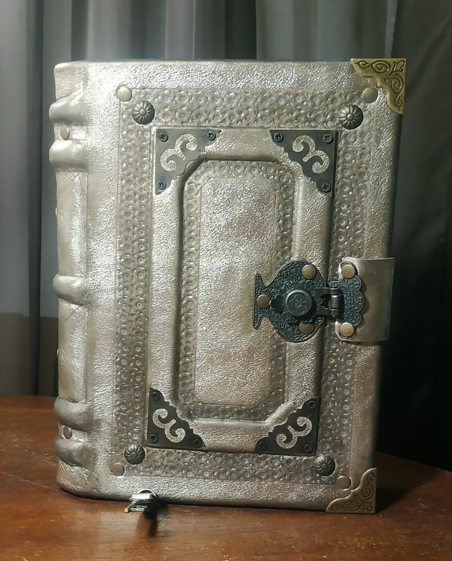 Gold Leather Journal with Antique Lock – Handmade Vintage Notebook Book of Shadows