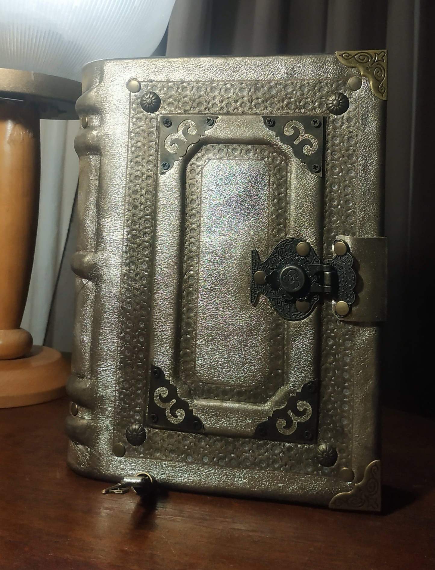 Gold Leather Journal with Antique Lock – Handmade Vintage Notebook Book of Shadows