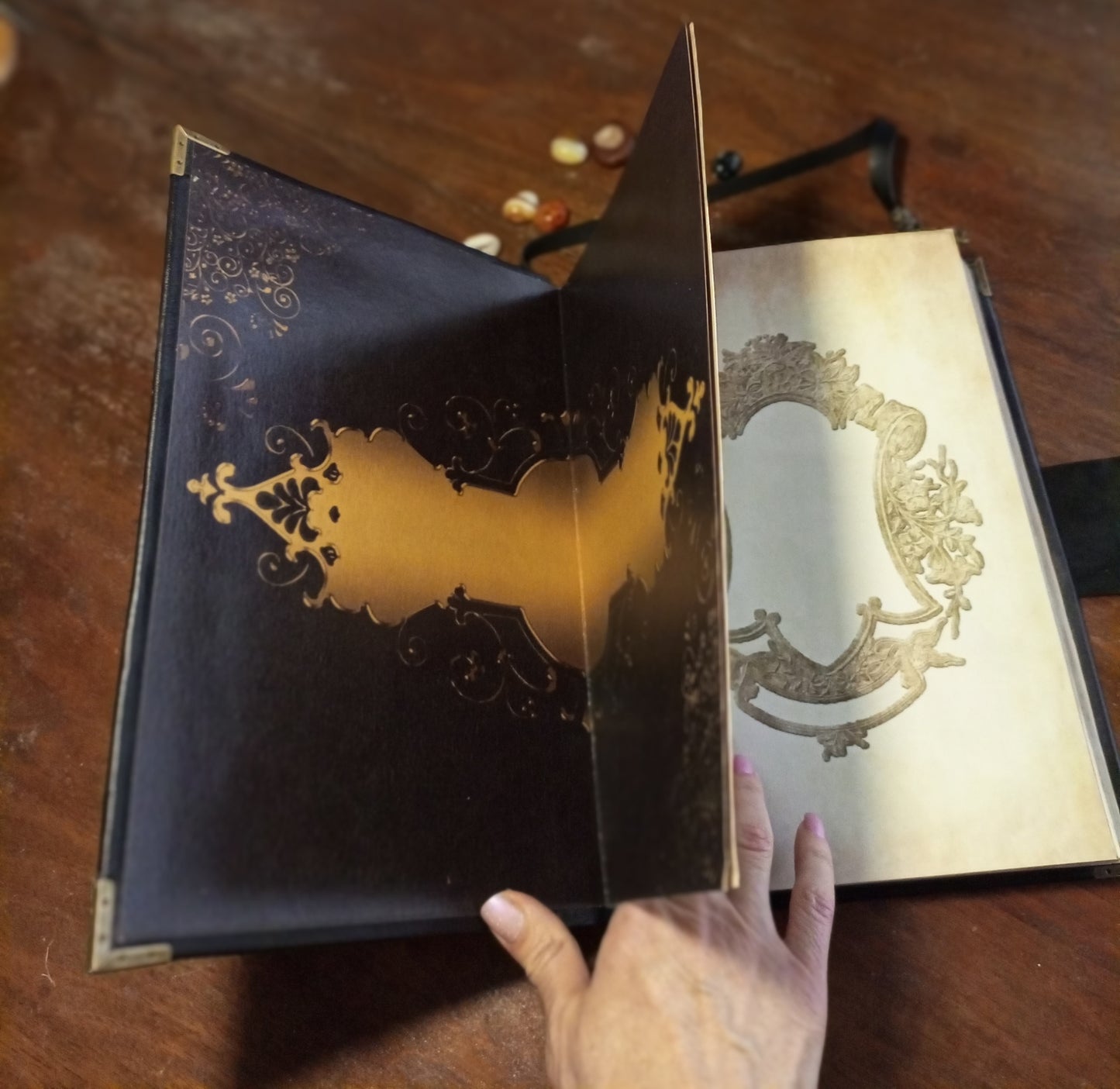 Personalized Black Leather Journal with Engraving – Handmade Hardcover Grimoire Spellbook