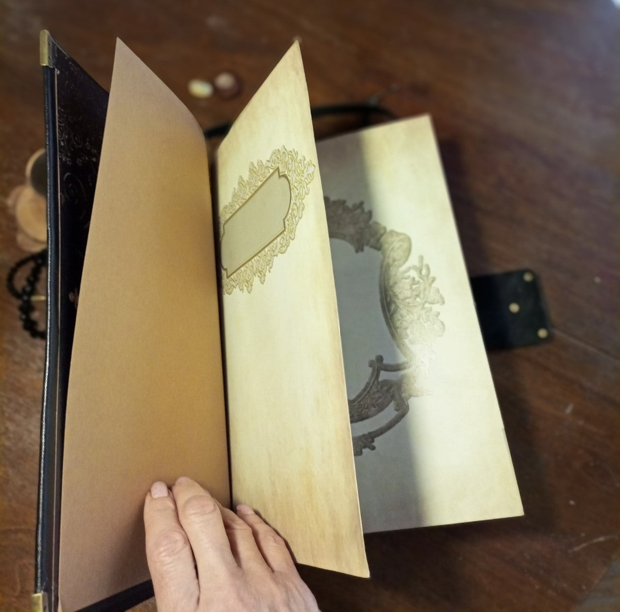 Personalized Black Leather Journal with Engraving – Handmade Hardcover Grimoire Spellbook