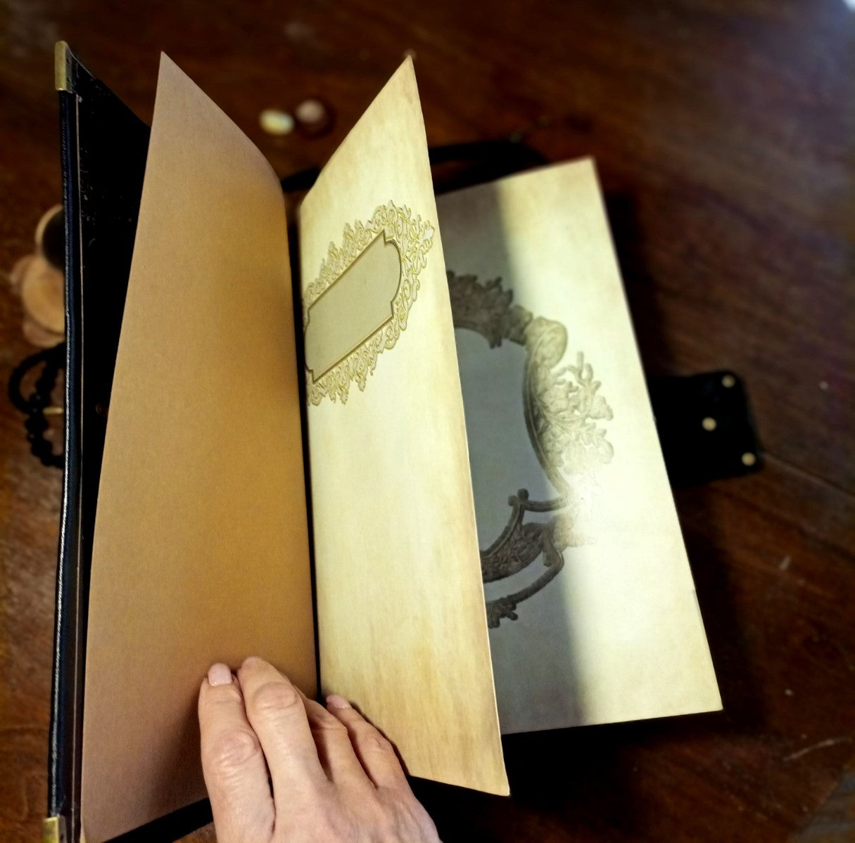 Personalized Black Leather Journal with Engraving – Handmade Hardcover Grimoire Spellbook