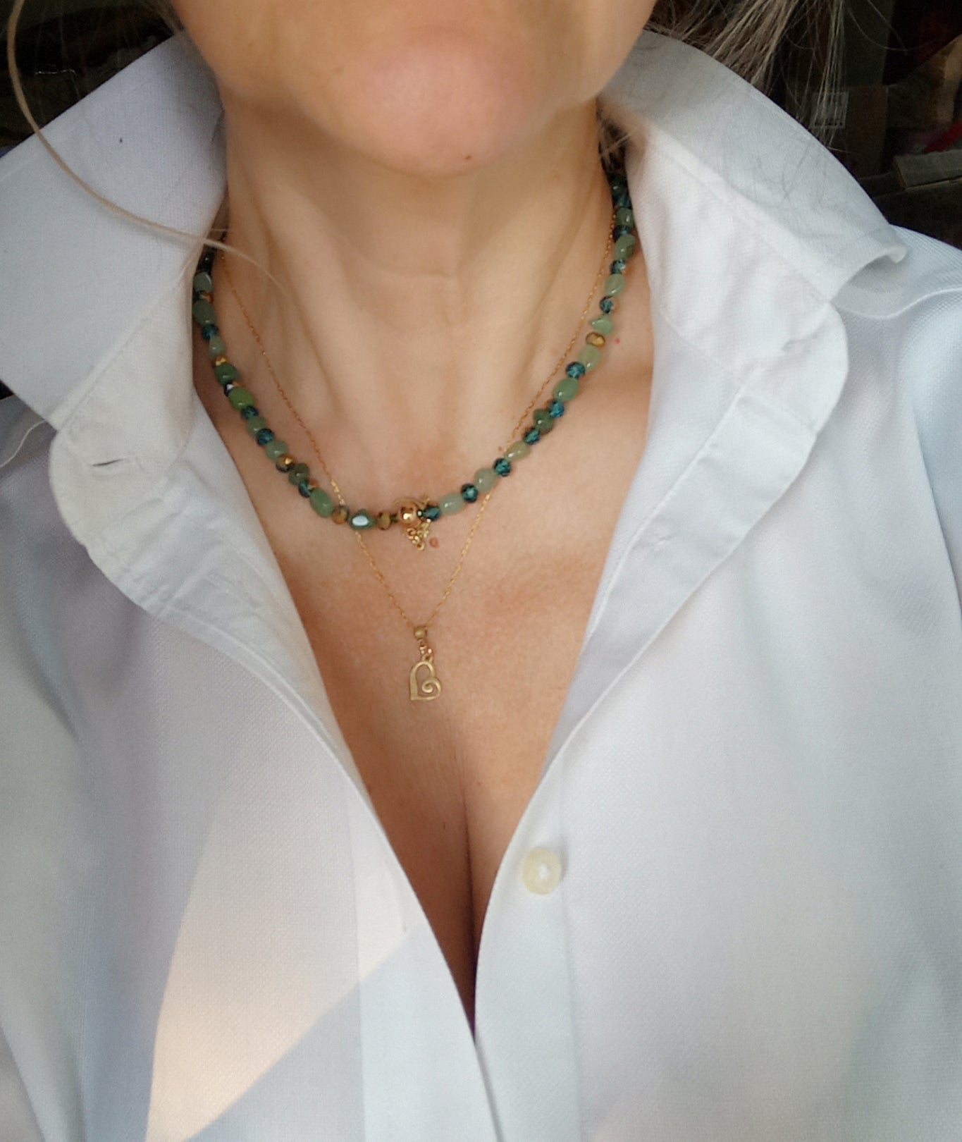 Green Aventurine Necklace with Gold Lizard Charm – Emerald Green Gemstone Jewelry, 14K Gold Filled Stainless Steel Necklace, Gift for Her
