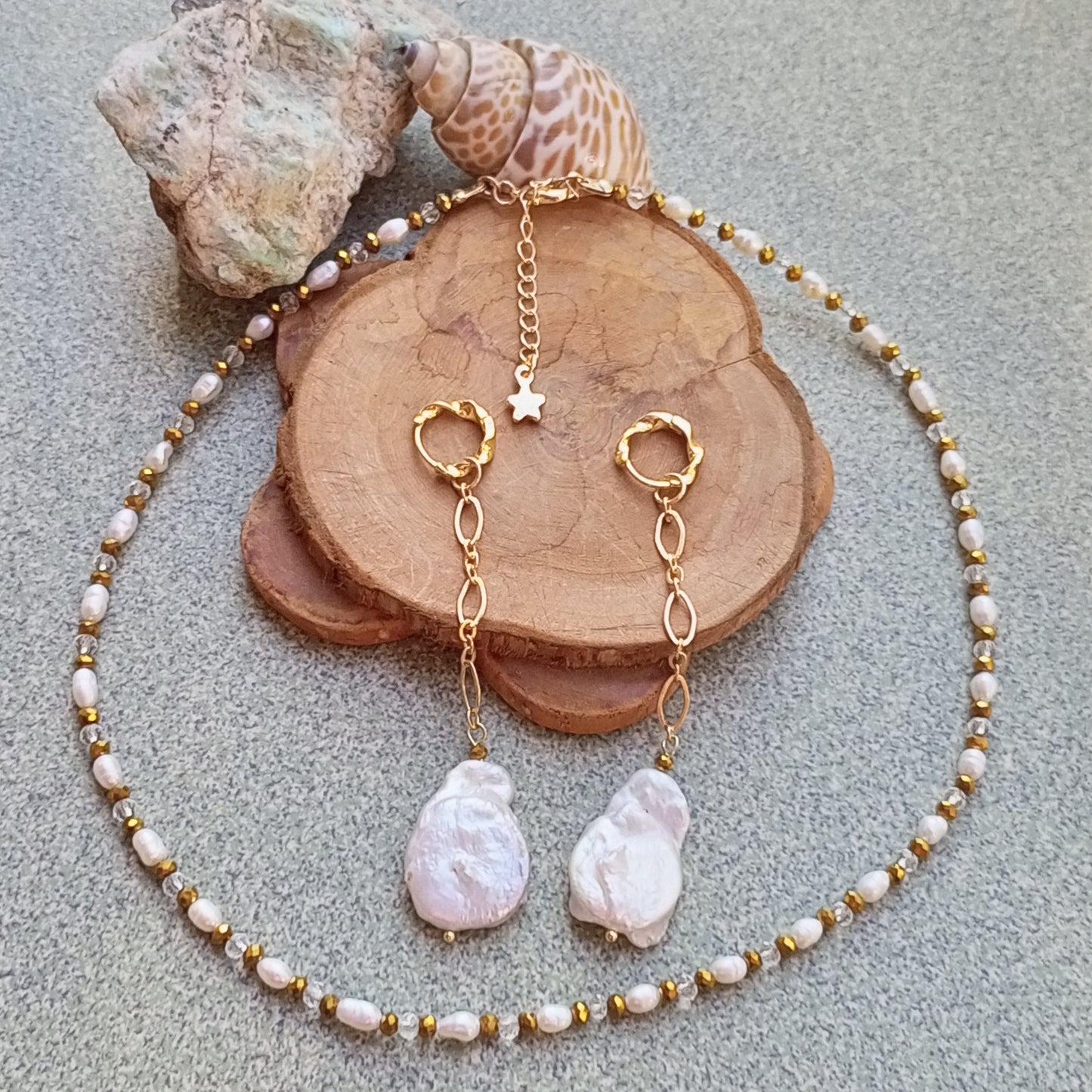 Baroque Pearl Earrings – White Wedding Freshwater Pearl Jewelry, 14K Gold Filled Bridal Earrings, Statement Gift for Her