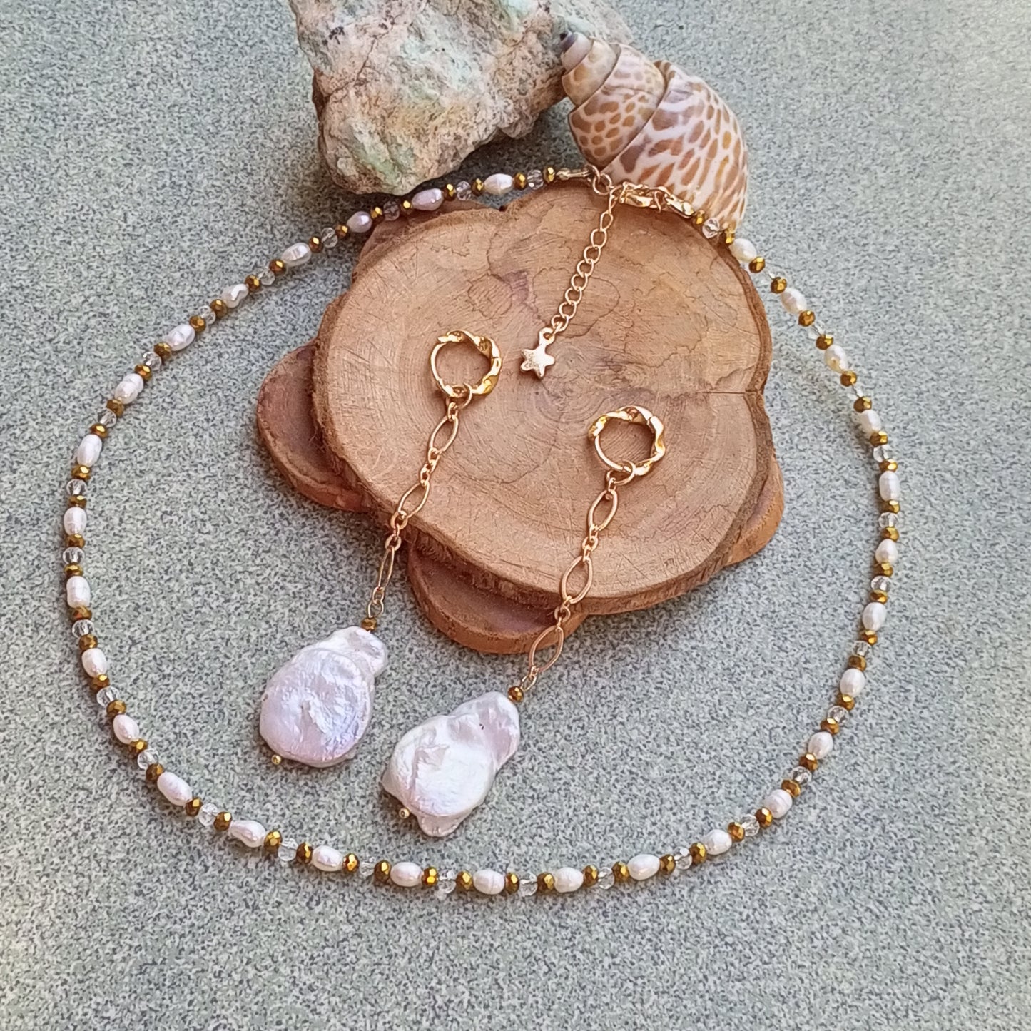 Baroque Pearl Earrings – White Wedding Freshwater Pearl Jewelry, 14K Gold Filled Bridal Earrings, Statement Gift for Her