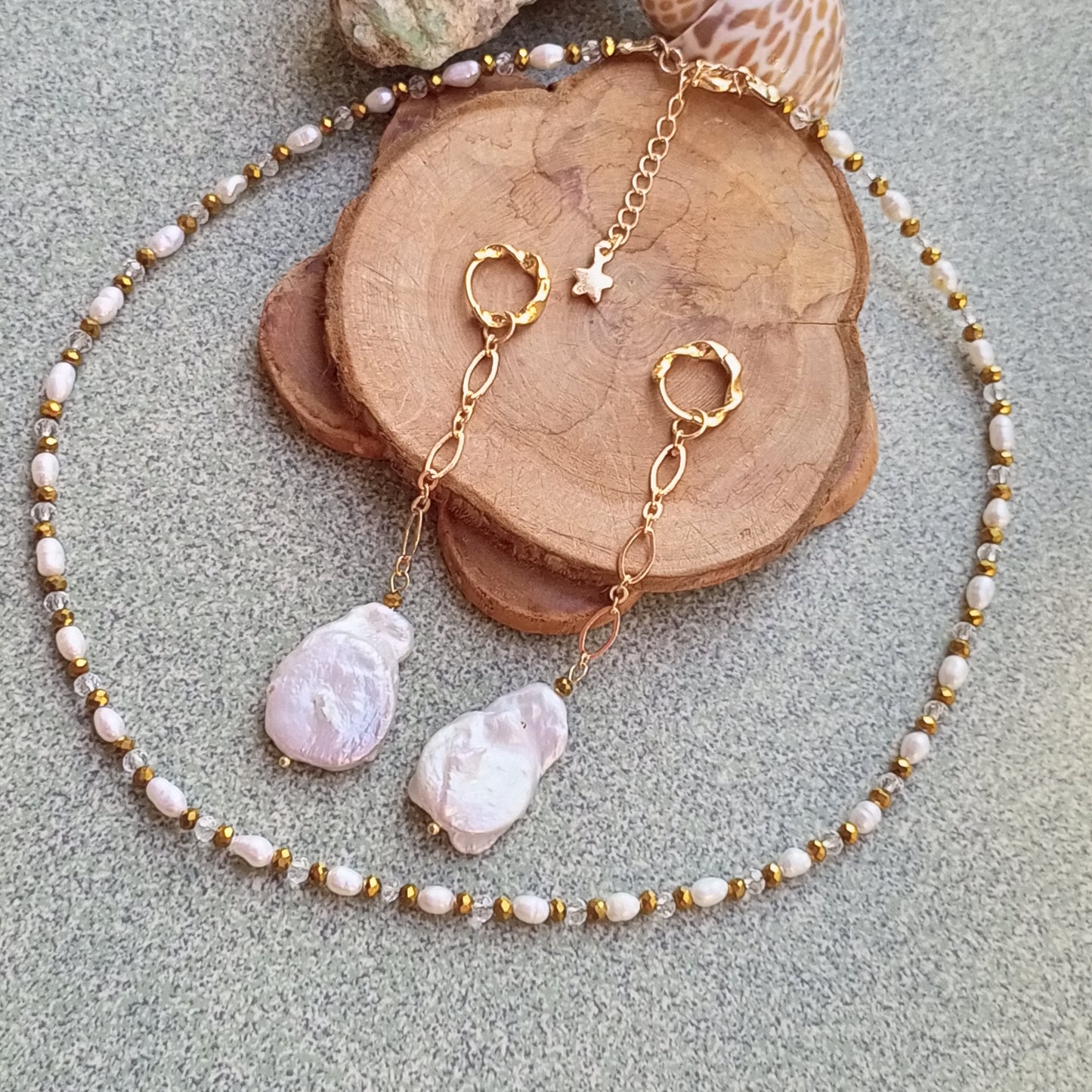 Baroque Pearl Earrings – White Wedding Freshwater Pearl Jewelry, 14K Gold Filled Bridal Earrings, Statement Gift for Her