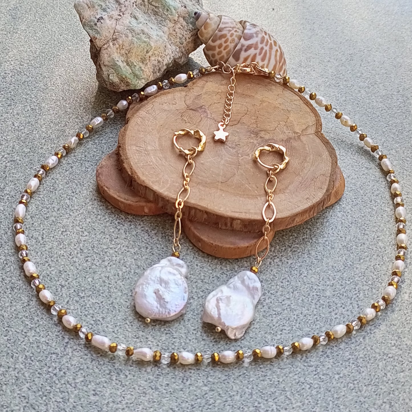 Baroque Pearl Earrings – White Wedding Freshwater Pearl Jewelry, 14K Gold Filled Bridal Earrings, Statement Gift for Her