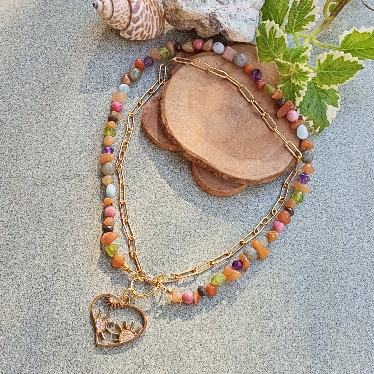 Colorful Gemstone Choker Necklace — Amethyst, Aventurine, Aquamarine & Labradorite | 14K Gold Filled Jewelry Gift for Her