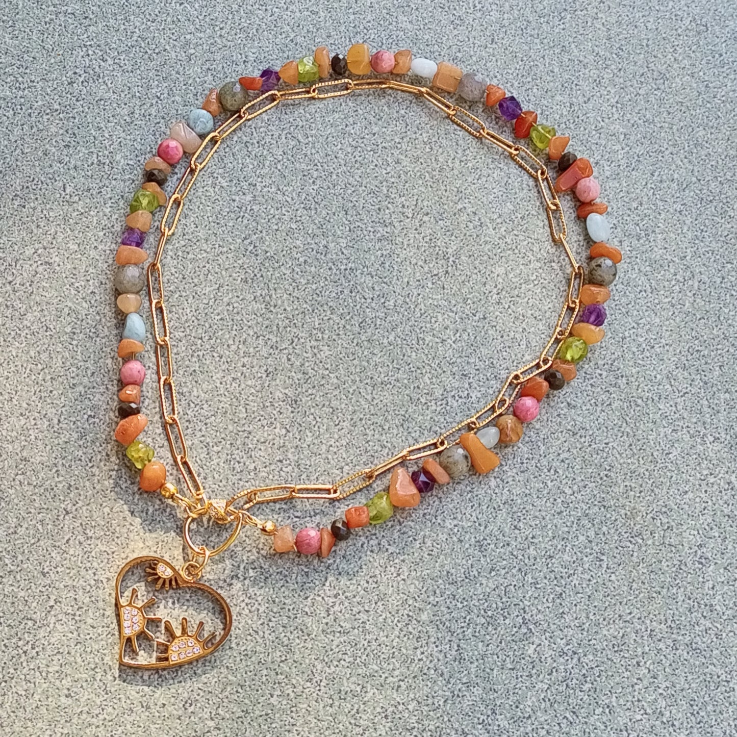 Colorful Gemstone Choker Necklace — Amethyst, Aventurine, Aquamarine & Labradorite | 14K Gold Filled Jewelry Gift for Her