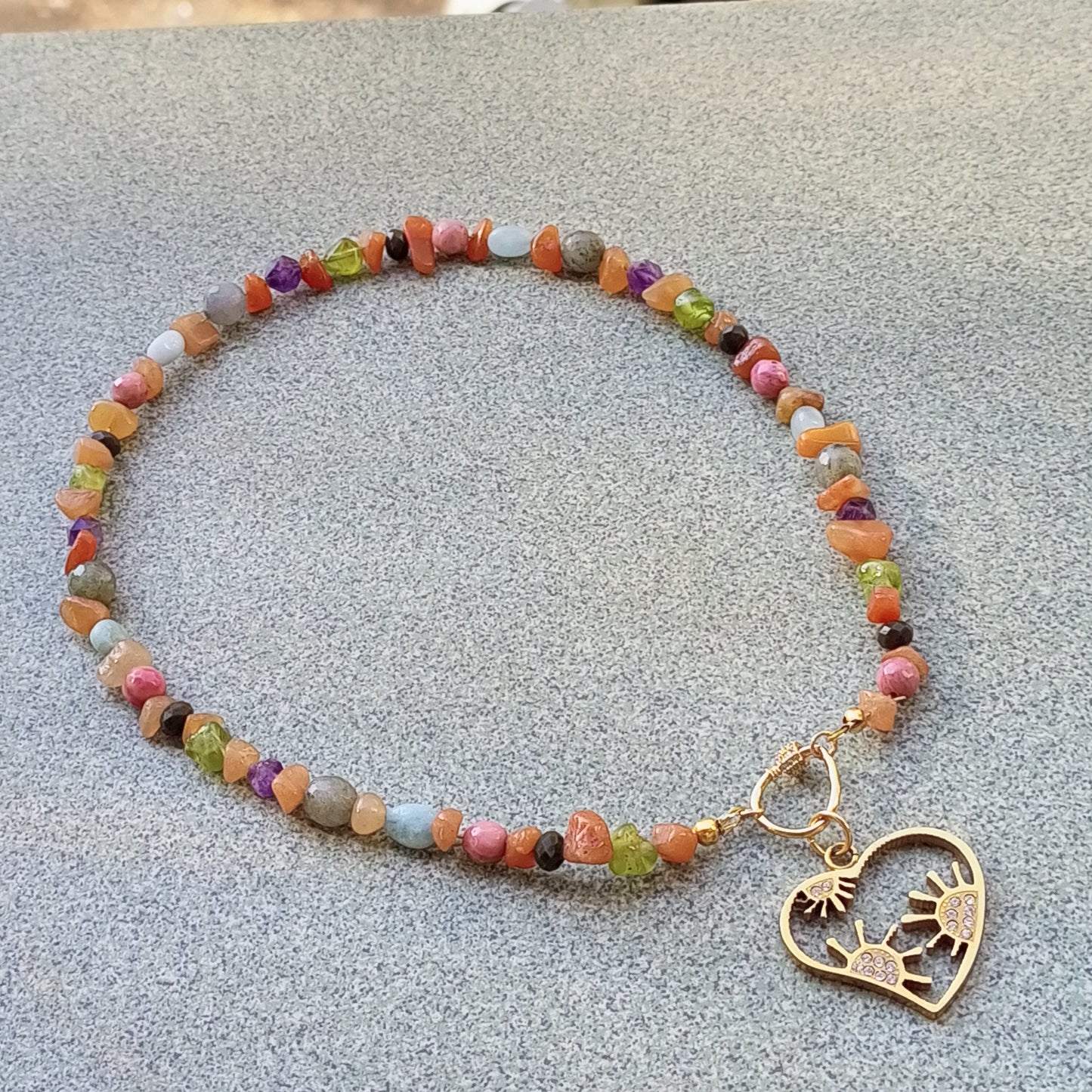 Colorful Gemstone Choker Necklace — Amethyst, Aventurine, Aquamarine & Labradorite | 14K Gold Filled Jewelry Gift for Her