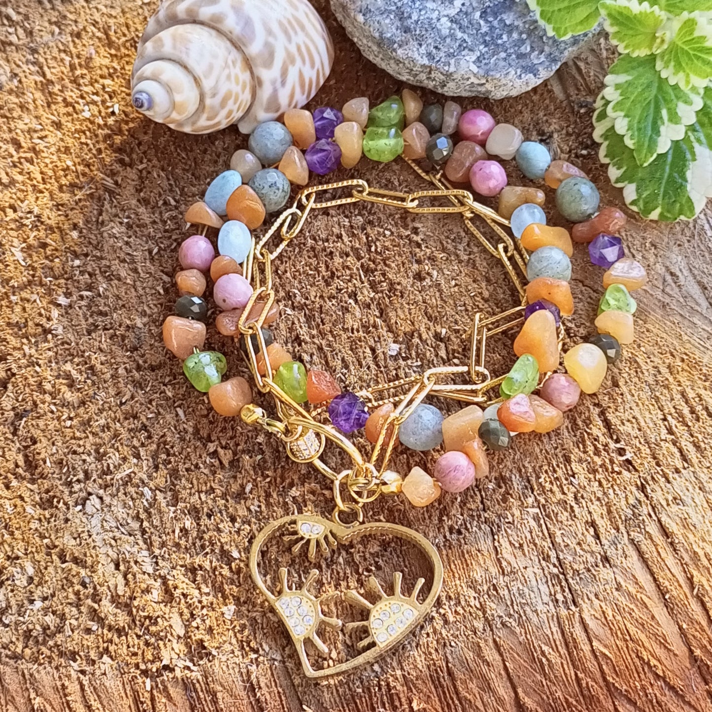 Colorful Gemstone Choker Necklace — Amethyst, Aventurine, Aquamarine & Labradorite | 14K Gold Filled Jewelry Gift for Her