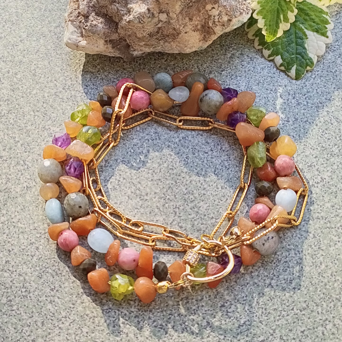Colorful Gemstone Choker Necklace — Amethyst, Aventurine, Aquamarine & Labradorite | 14K Gold Filled Jewelry Gift for Her