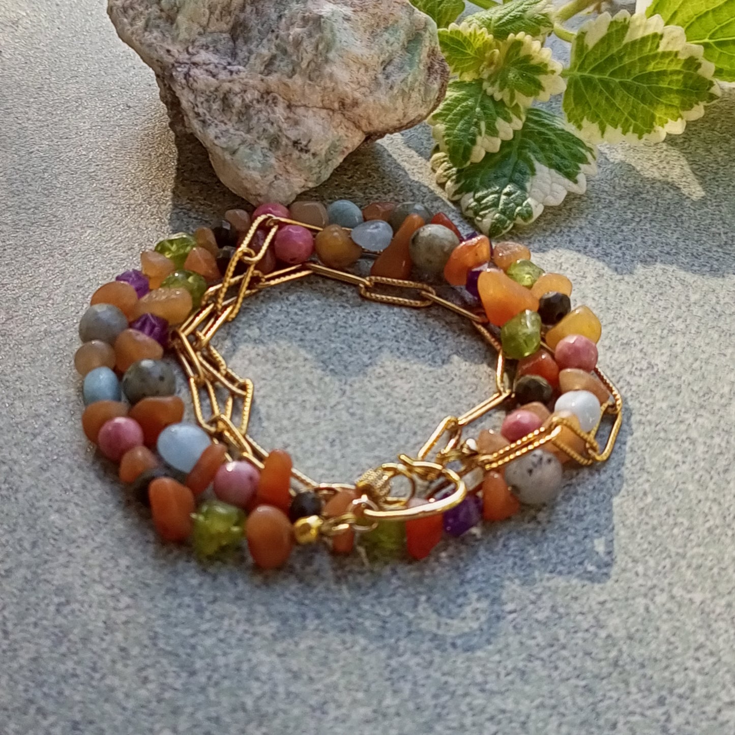 Colorful Gemstone Choker Necklace — Amethyst, Aventurine, Aquamarine & Labradorite | 14K Gold Filled Jewelry Gift for Her