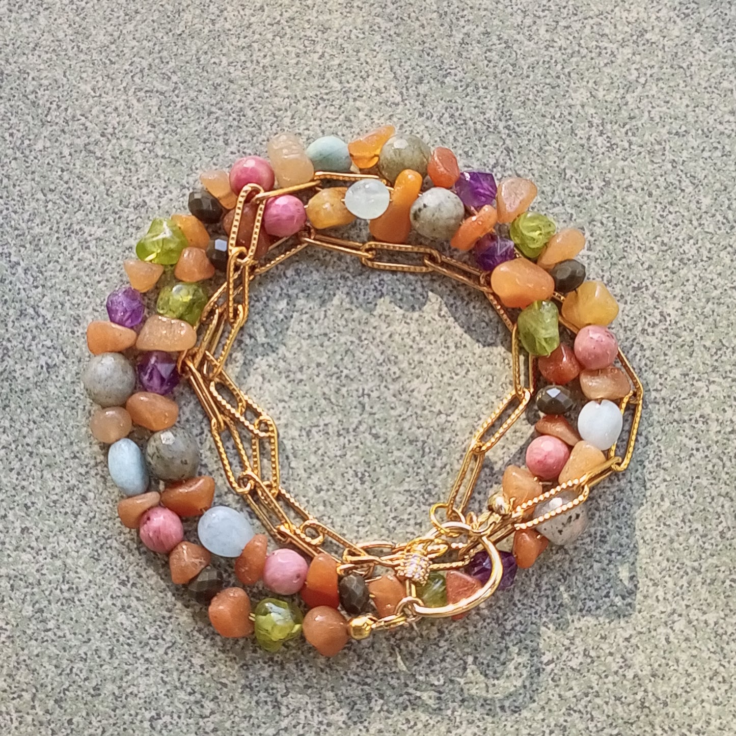 Colorful Gemstone Choker Necklace — Amethyst, Aventurine, Aquamarine & Labradorite | 14K Gold Filled Jewelry Gift for Her