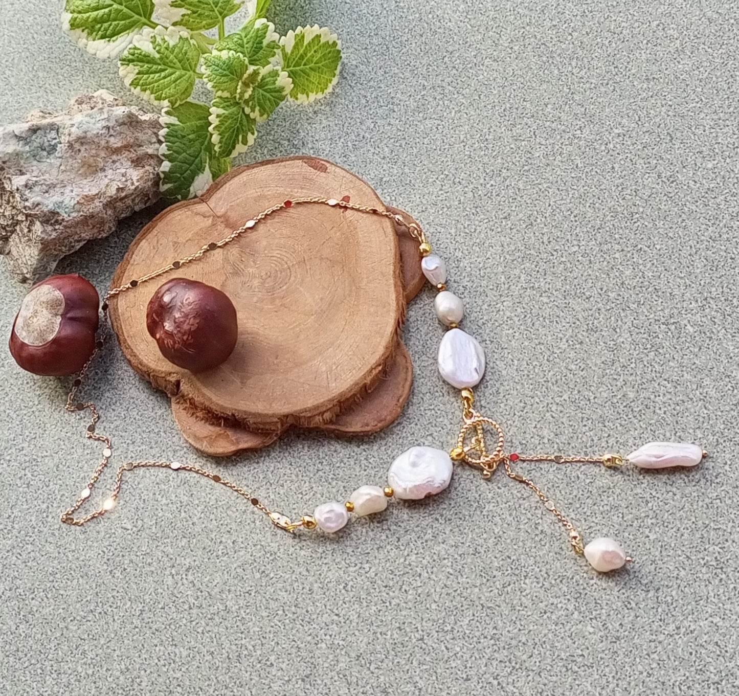 Freshwater Coin Pearl Necklace – White Wedding Pearl Jewelry 14K Gold Filled Chain Necklace Bridal Gift for Her
