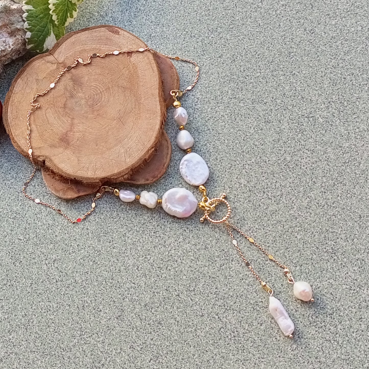 Freshwater Coin Pearl Necklace – White Wedding Pearl Jewelry 14K Gold Filled Chain Necklace Bridal Gift for Her