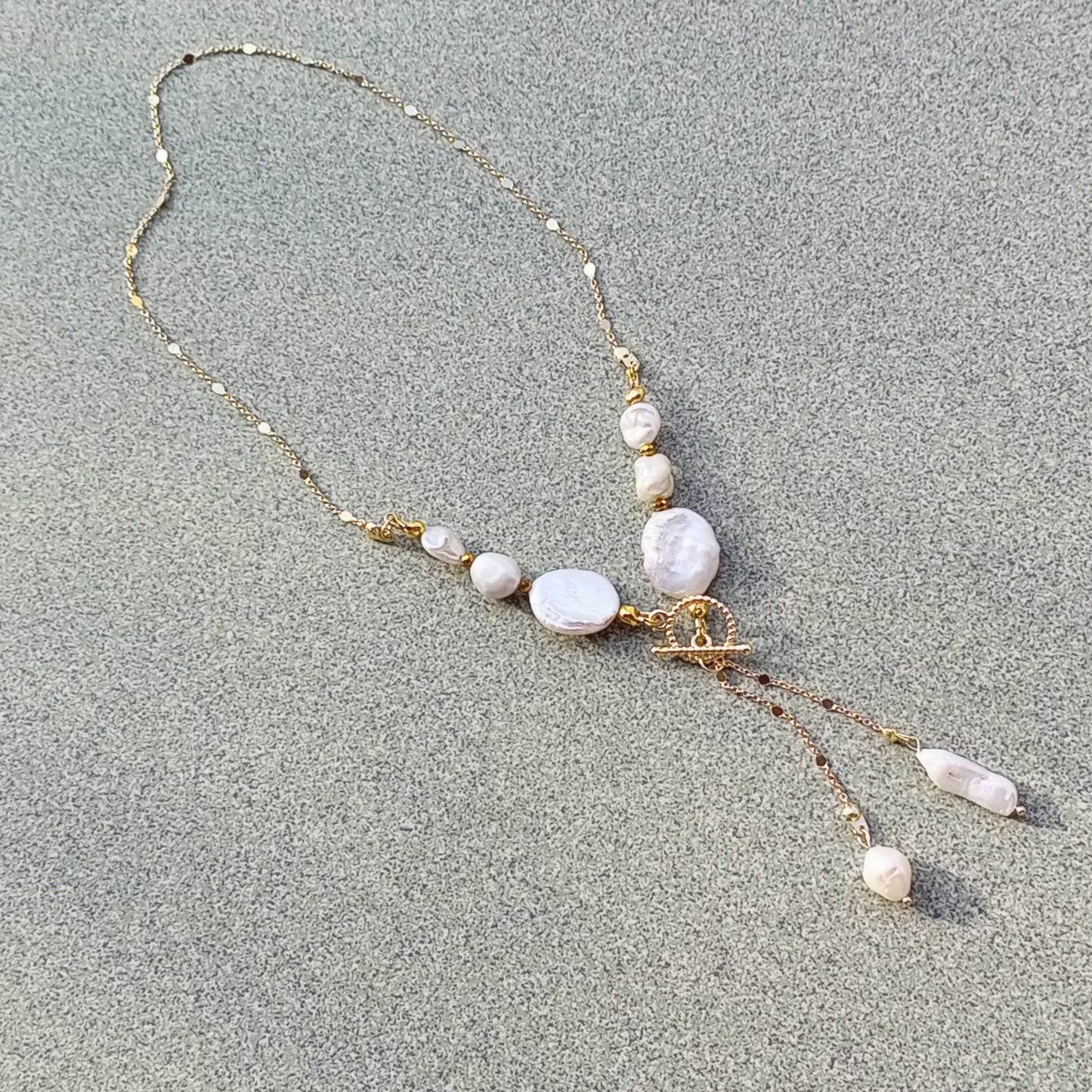 Freshwater Coin Pearl Necklace – White Wedding Pearl Jewelry 14K Gold Filled Chain Necklace Bridal Gift for Her