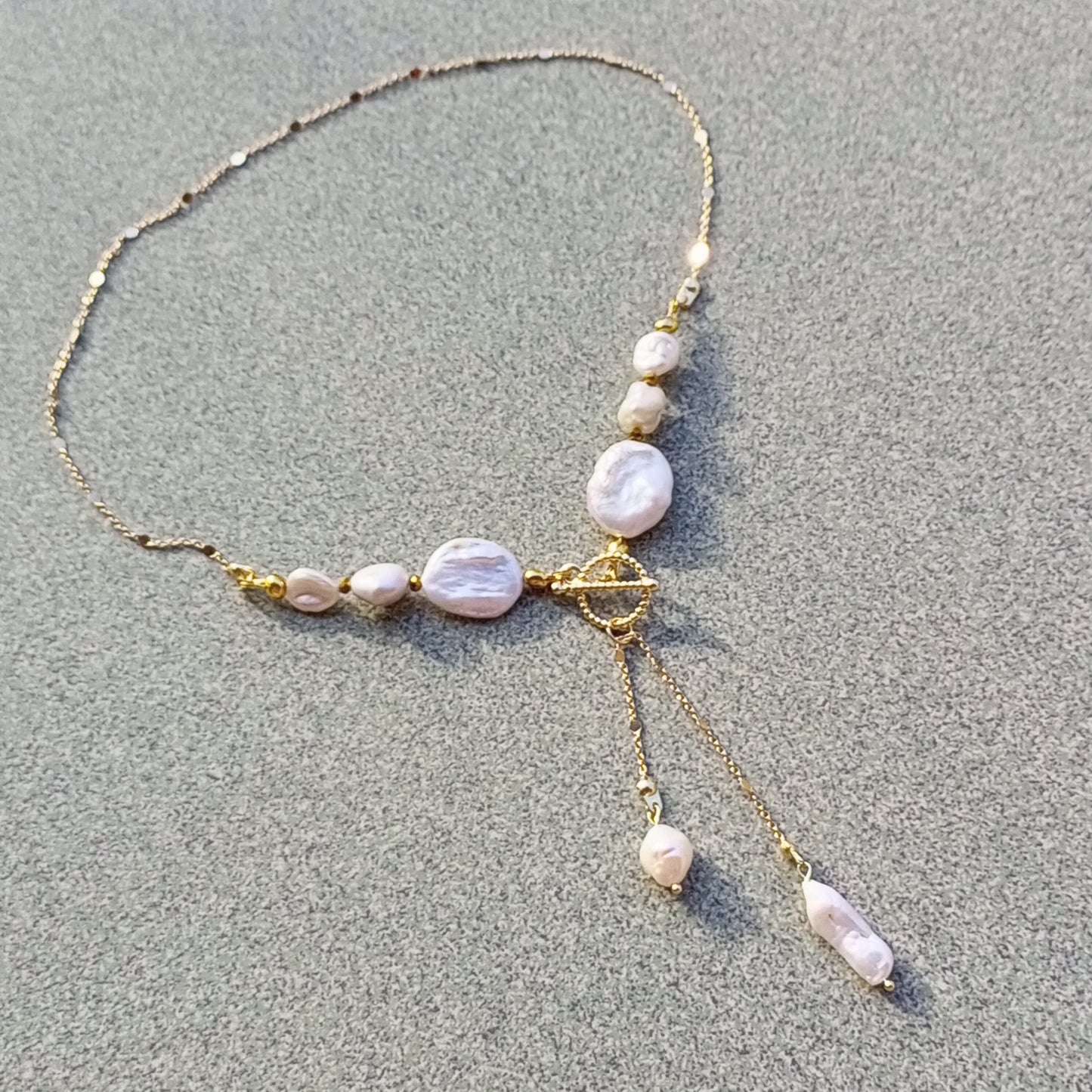 Freshwater Coin Pearl Necklace – White Wedding Pearl Jewelry 14K Gold Filled Chain Necklace Bridal Gift for Her