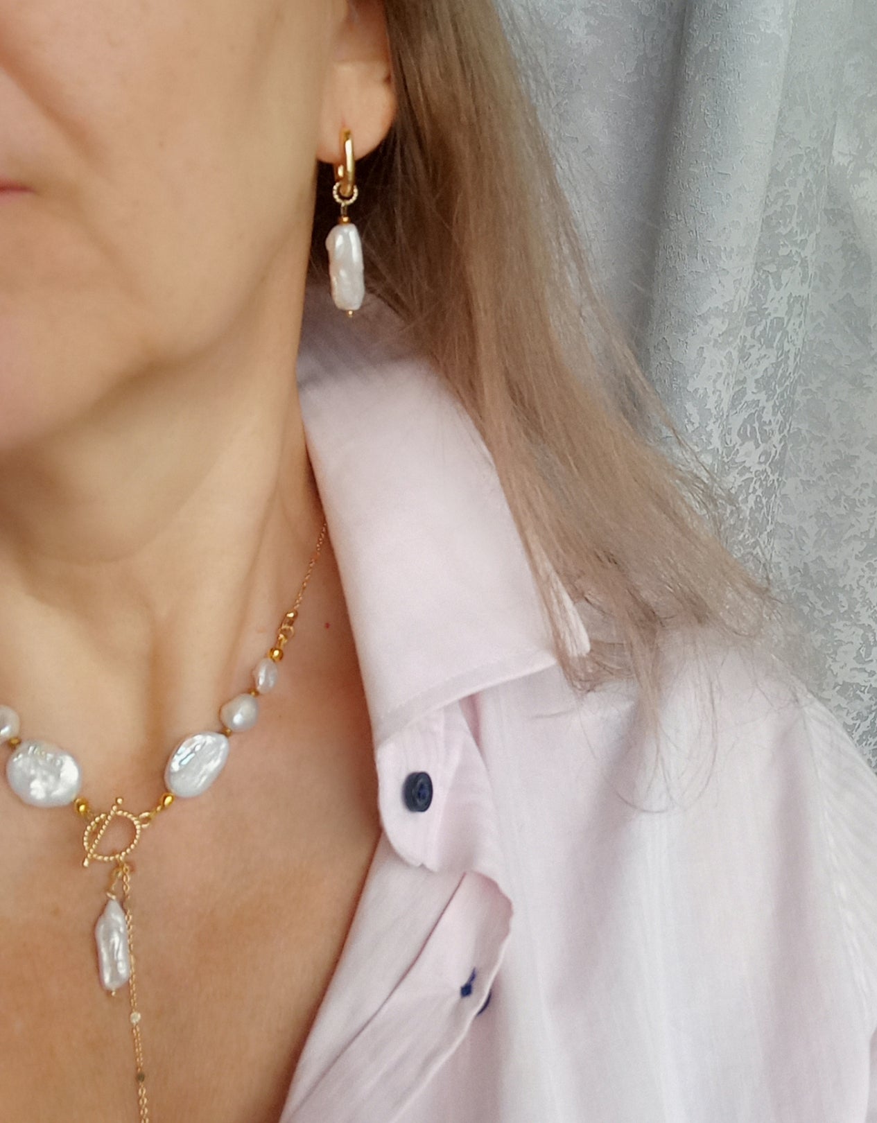 Freshwater Coin Pearl Necklace – White Wedding Pearl Jewelry 14K Gold Filled Chain Necklace Bridal Gift for Her