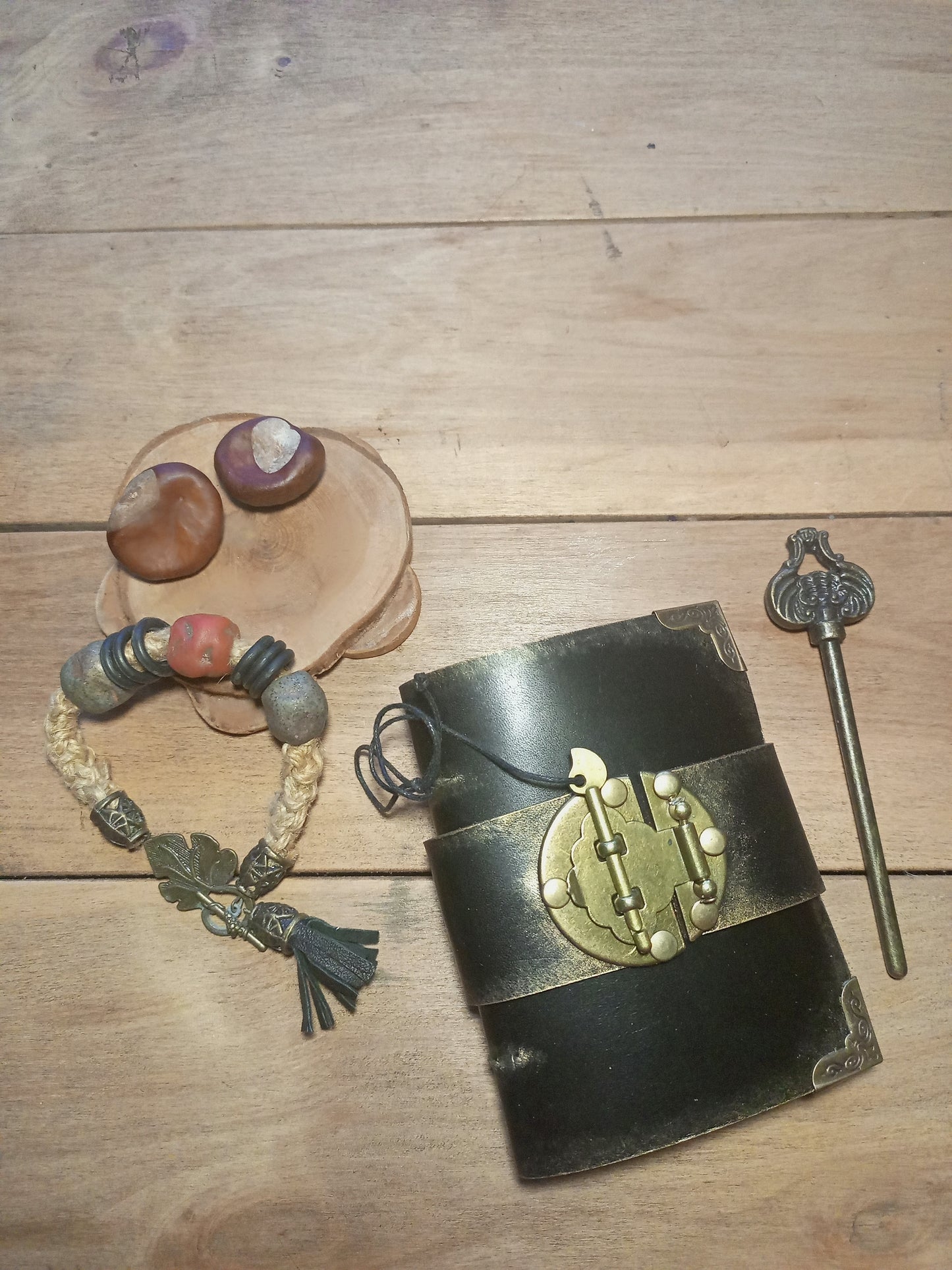 Small Black Leather Journal with Belt Lock – Handmade Medieval Notebook Book of Shadows