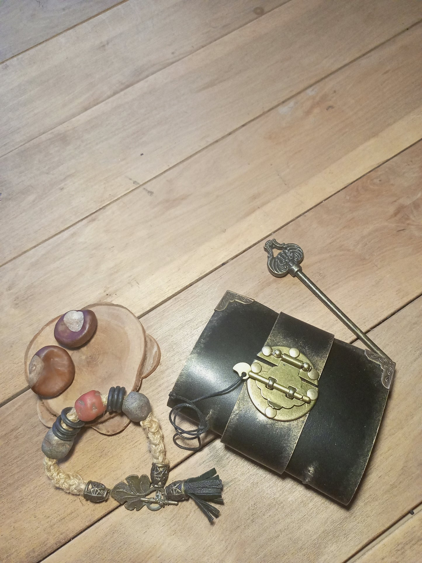 Small Black Leather Journal with Belt Lock – Handmade Medieval Notebook Book of Shadows
