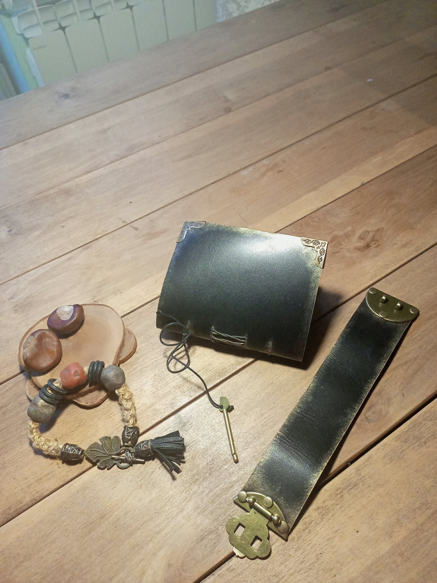 Small Black Leather Journal with Belt Lock – Handmade Medieval Notebook Book of Shadows