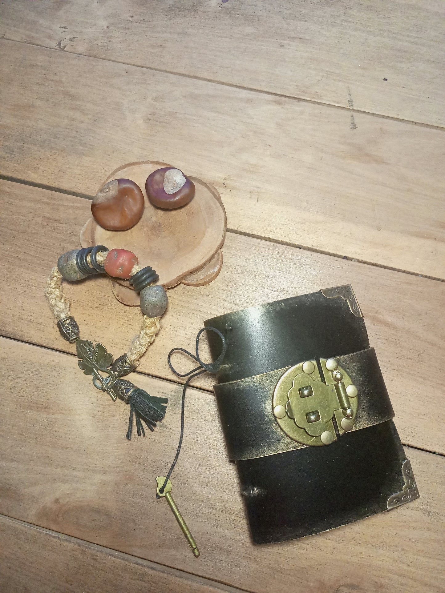 Small Black Leather Journal with Belt Lock – Handmade Medieval Notebook Book of Shadows