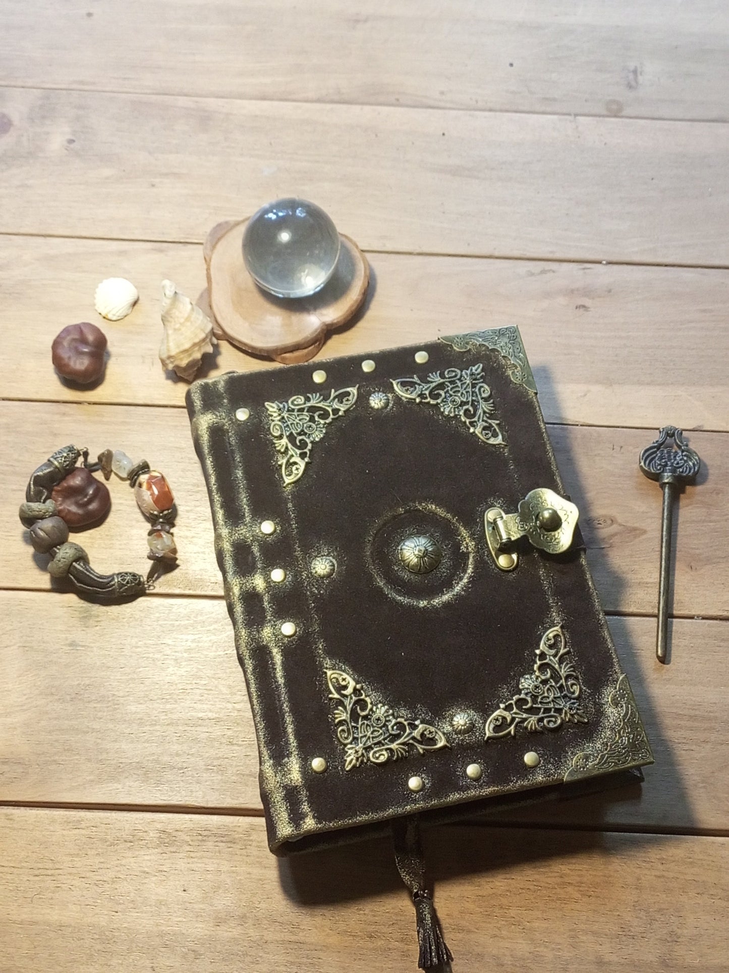 Chocolate Brown Suede Leather Journal with Antique Lock – Handmade Vintage Blank Notebook