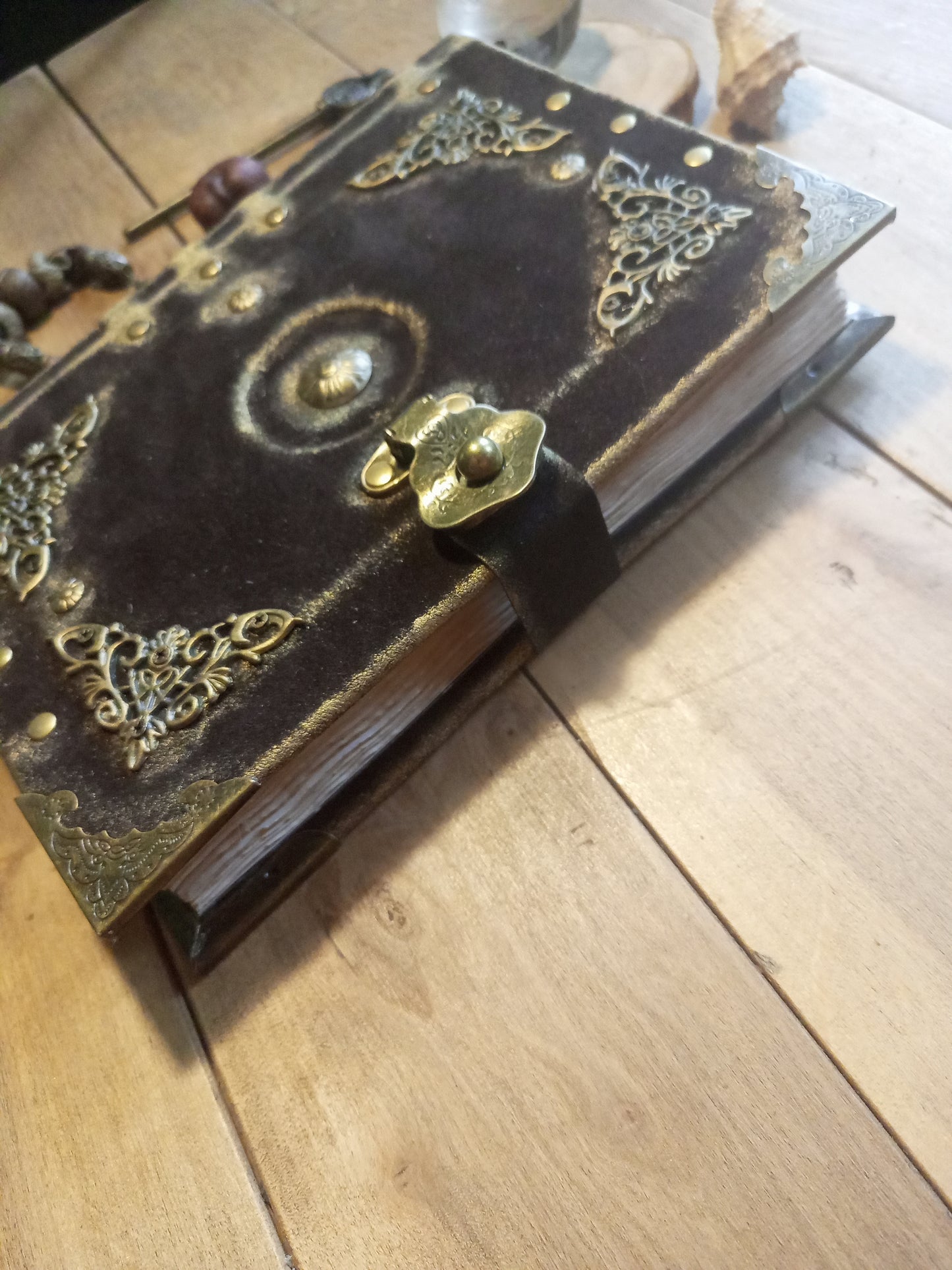 Chocolate Brown Suede Leather Journal with Antique Lock – Handmade Vintage Blank Notebook