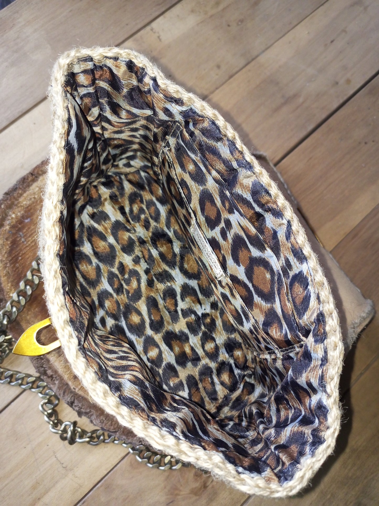 Beige Jute Crochet Bag with Leather – Handmade Boho Kisslock Purse, Vintage Brass Frame Summer Crossbody Handbag