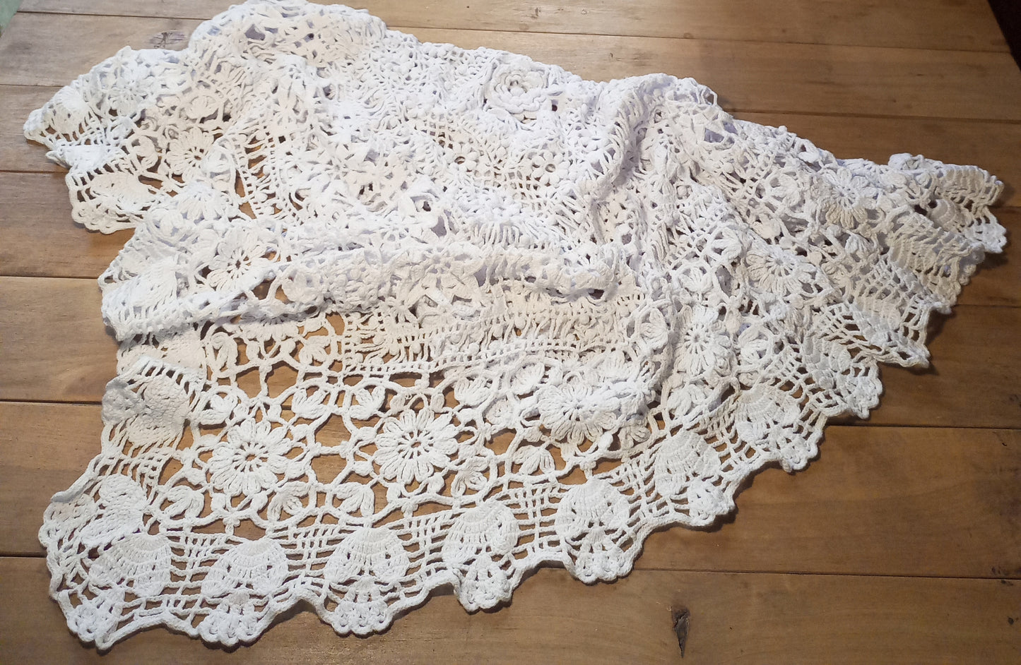 Crochet Cotton Baby Blanket – Lace Christening Blanket for Baptism, Handmade Baby Throw