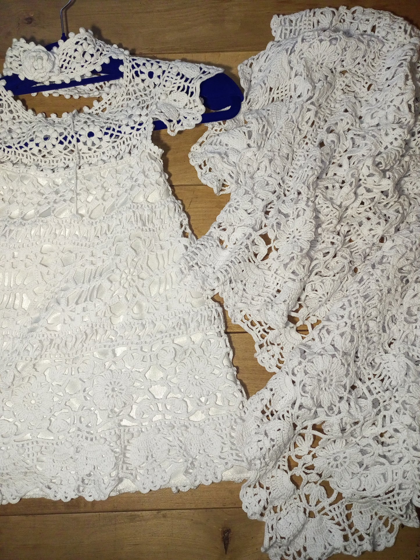 Crochet Cotton Baby Blanket – Lace Christening Blanket for Baptism, Handmade Baby Throw