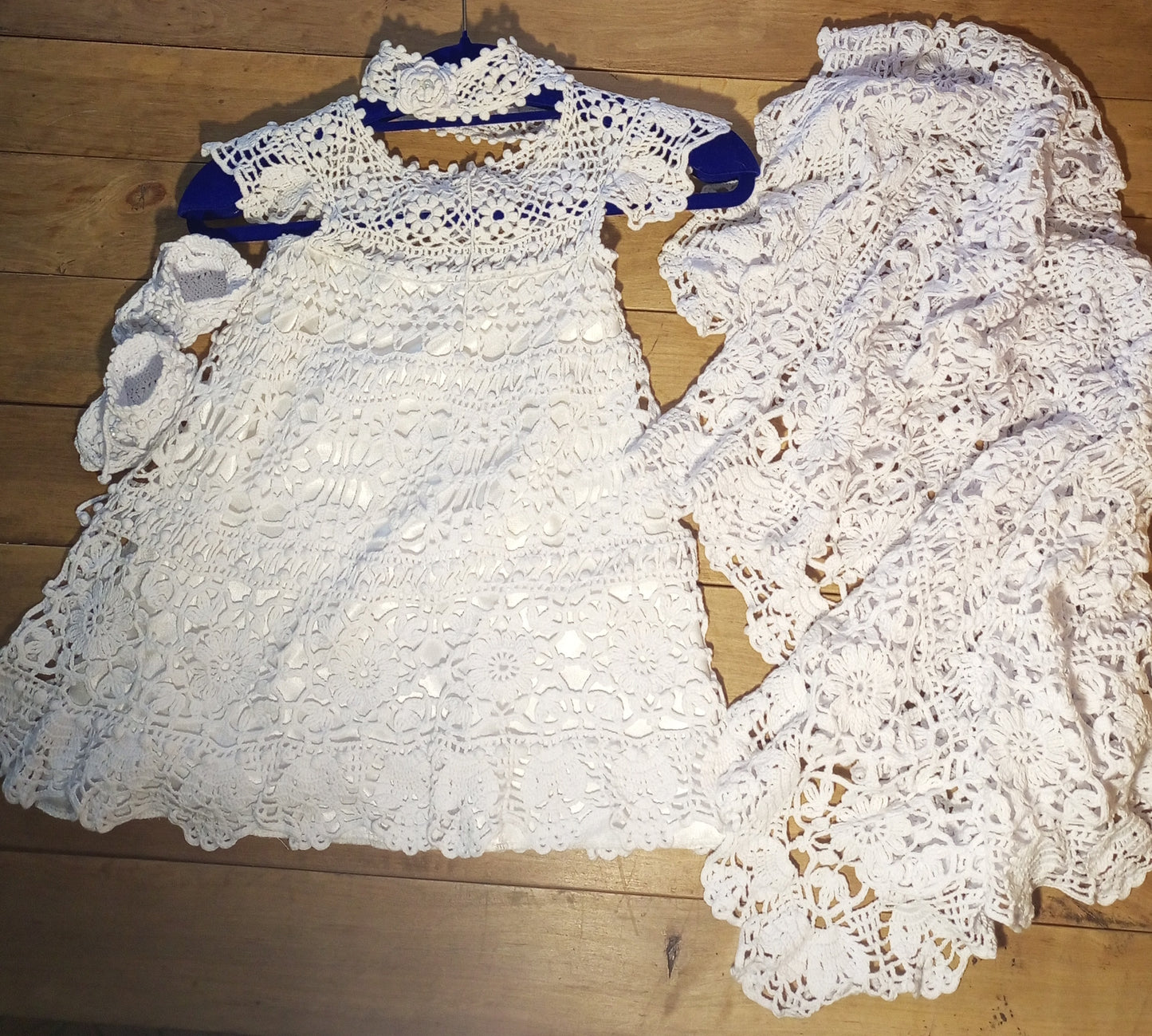 Crochet Cotton Baby Blanket – Lace Christening Blanket for Baptism, Handmade Baby Throw