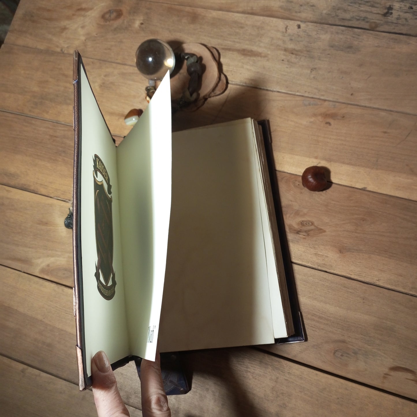 Dark Blue Vintage Grimoire Leather Journal – Handmade Spell Book with Aged Pages & Custom Engraving