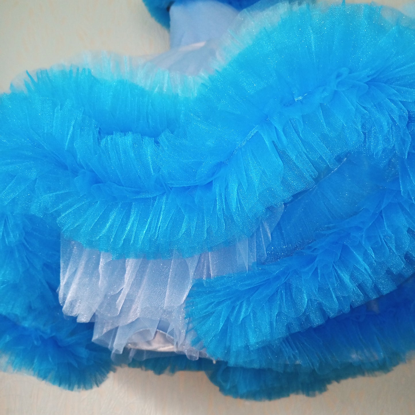 Blue Tulle Flower Girl Dress – Princess Ball Gown for Girls, Off Shoulder Party Dress