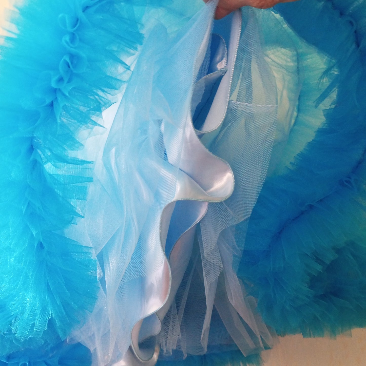 Blue Tulle Flower Girl Dress – Princess Ball Gown for Girls, Off Shoulder Party Dress