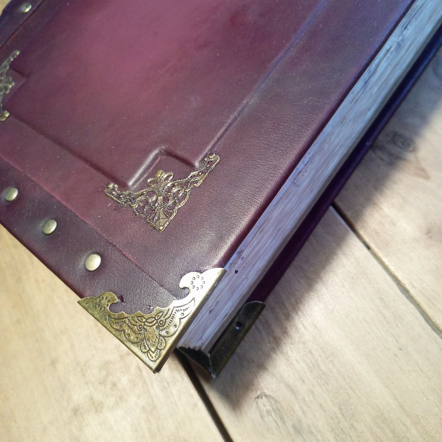 Large Bordeaux Leather Journal – Handmade Vintage Notebook with Aged Pages