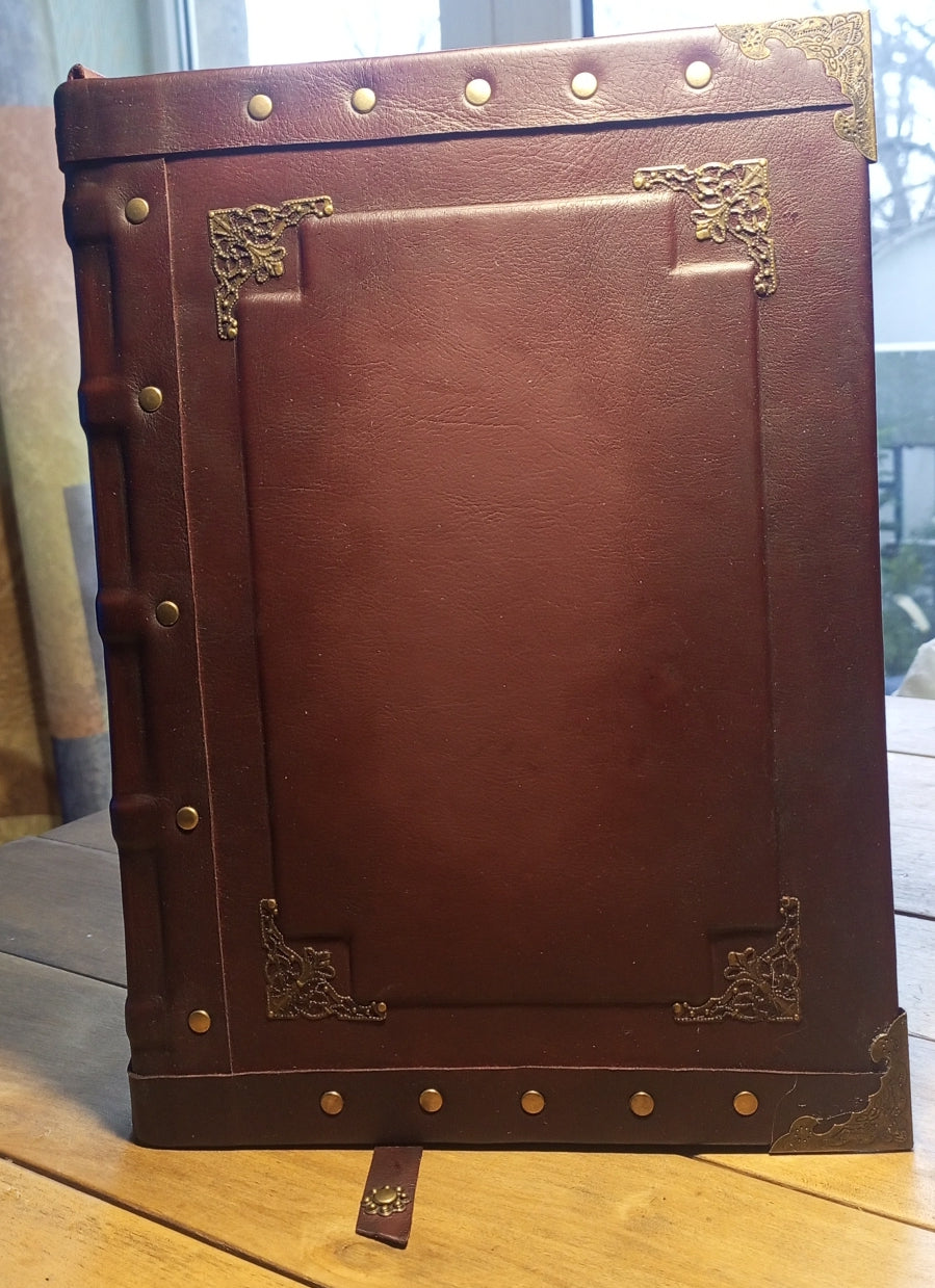 Large Bordeaux Leather Journal – Handmade Vintage Notebook with Aged Pages