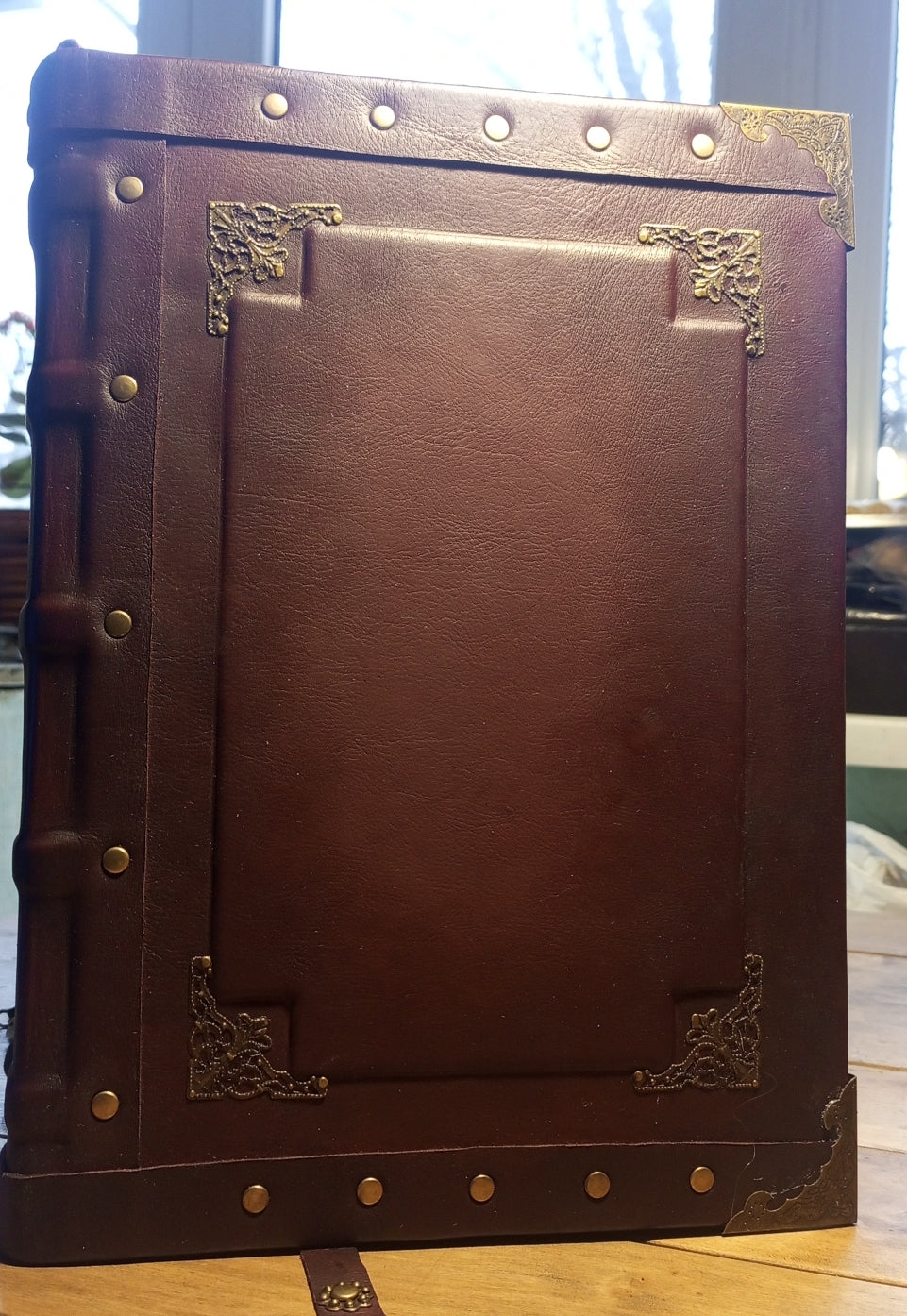 Large Bordeaux Leather Journal – Handmade Vintage Notebook with Aged Pages