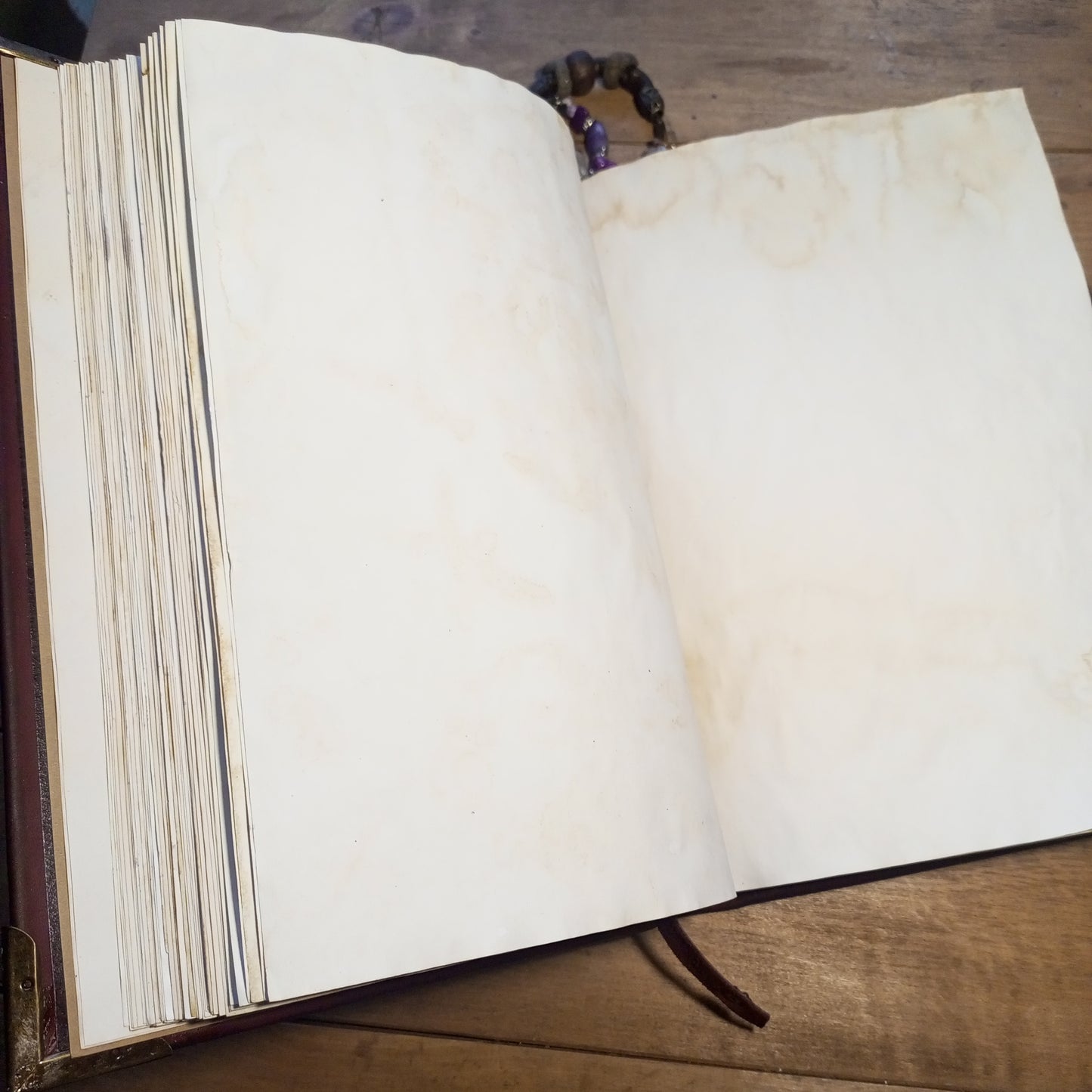 Large Bordeaux Leather Journal – Handmade Vintage Notebook with Aged Pages