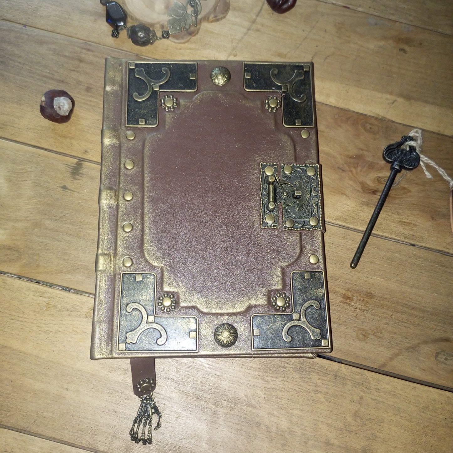 Chocolate Brown Leather Journal – Handmade Medieval Book of Shadows Grimoire